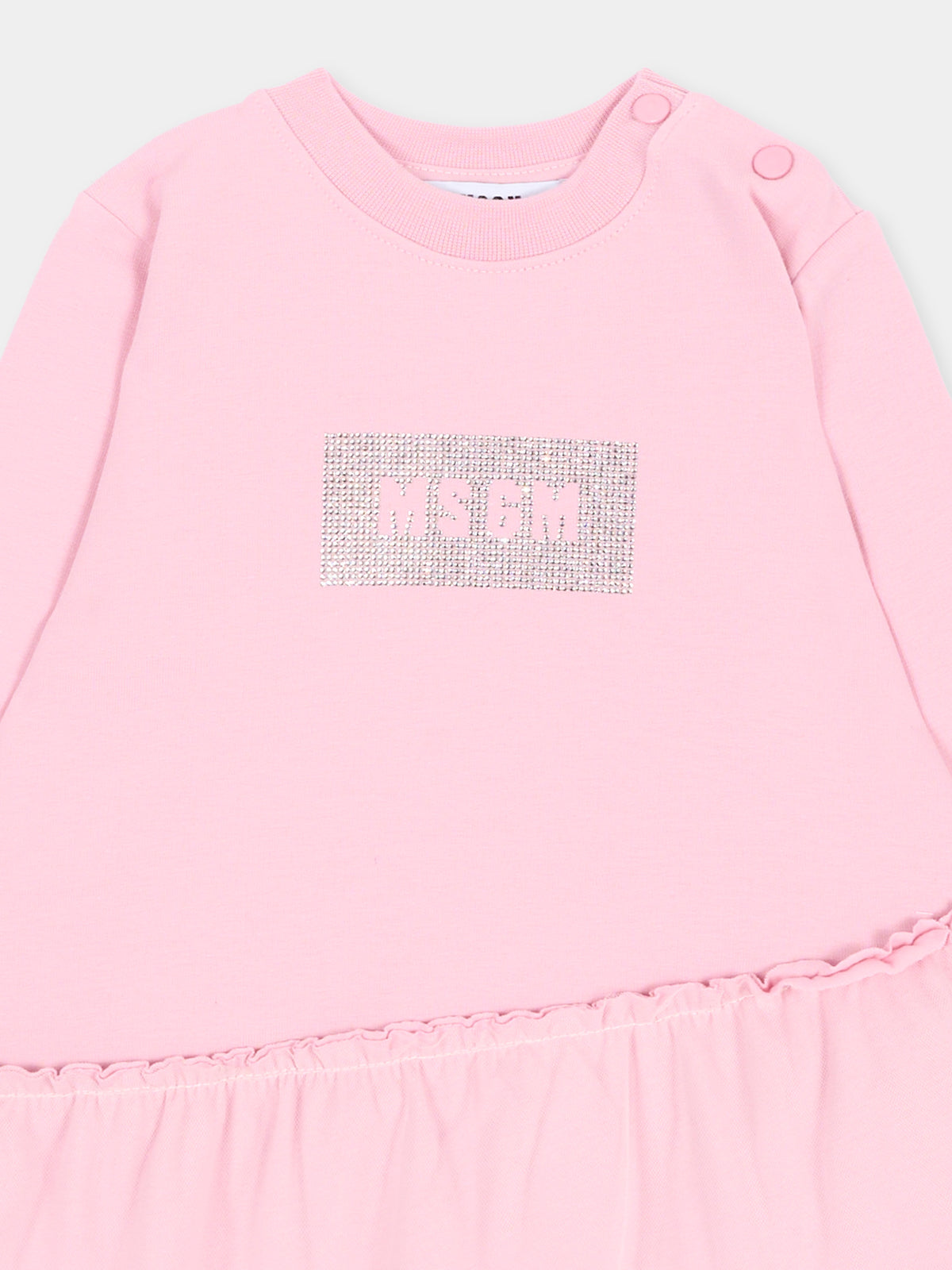 Vestito a manica lunga rosa con logo,Msgm Kids,F6MSNGDR327 MS090