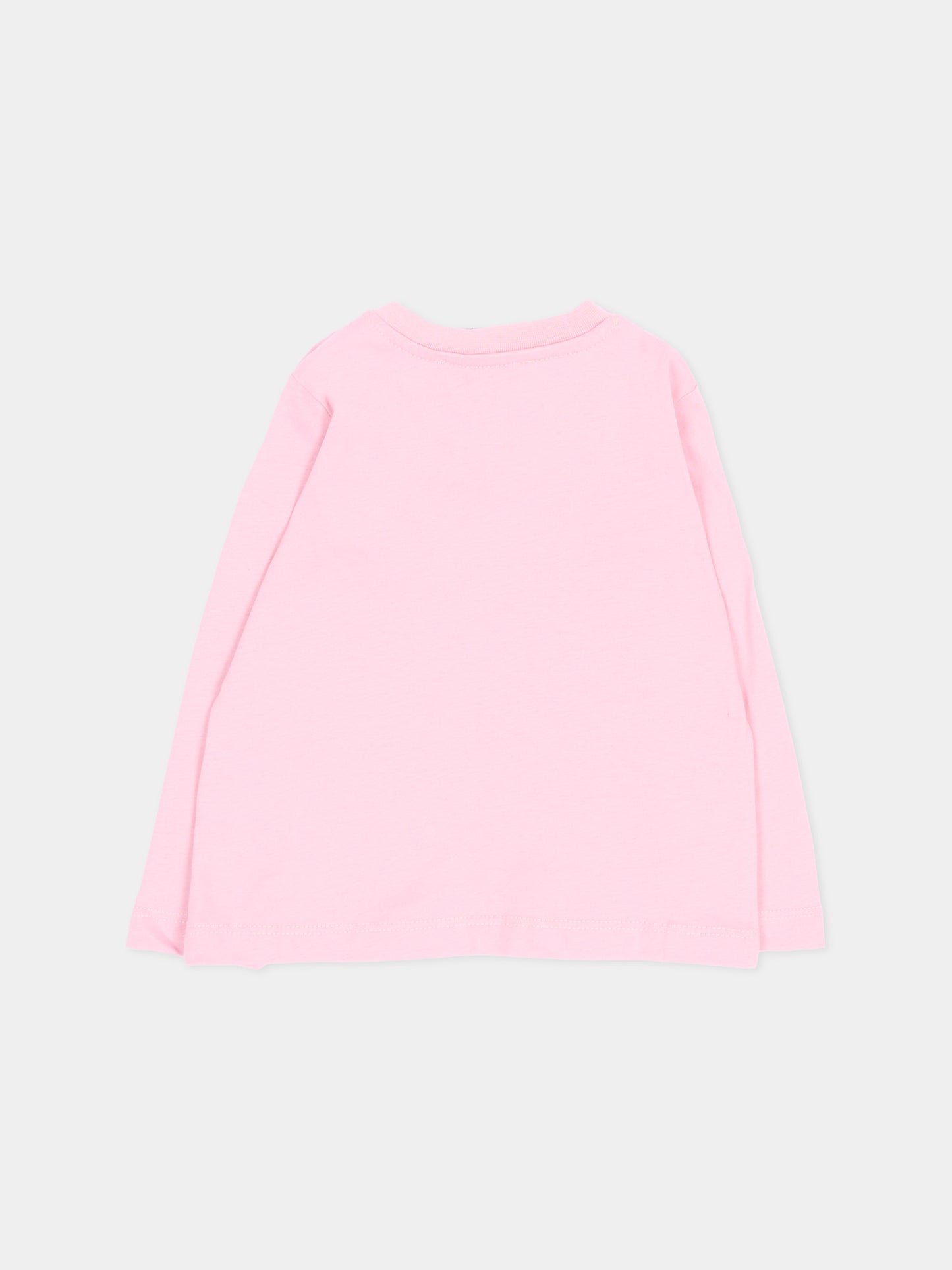 T-Shirt a manica lunga rosa per neonata con logo,Msgm Kids,F6MSNGTH367 MS090