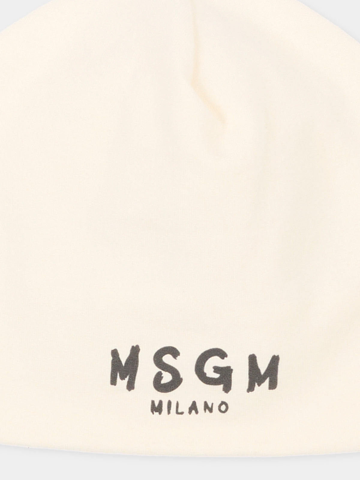 Berretto avorio per neonati con logo,Msgm Kids,F6MSUNHT348 013
