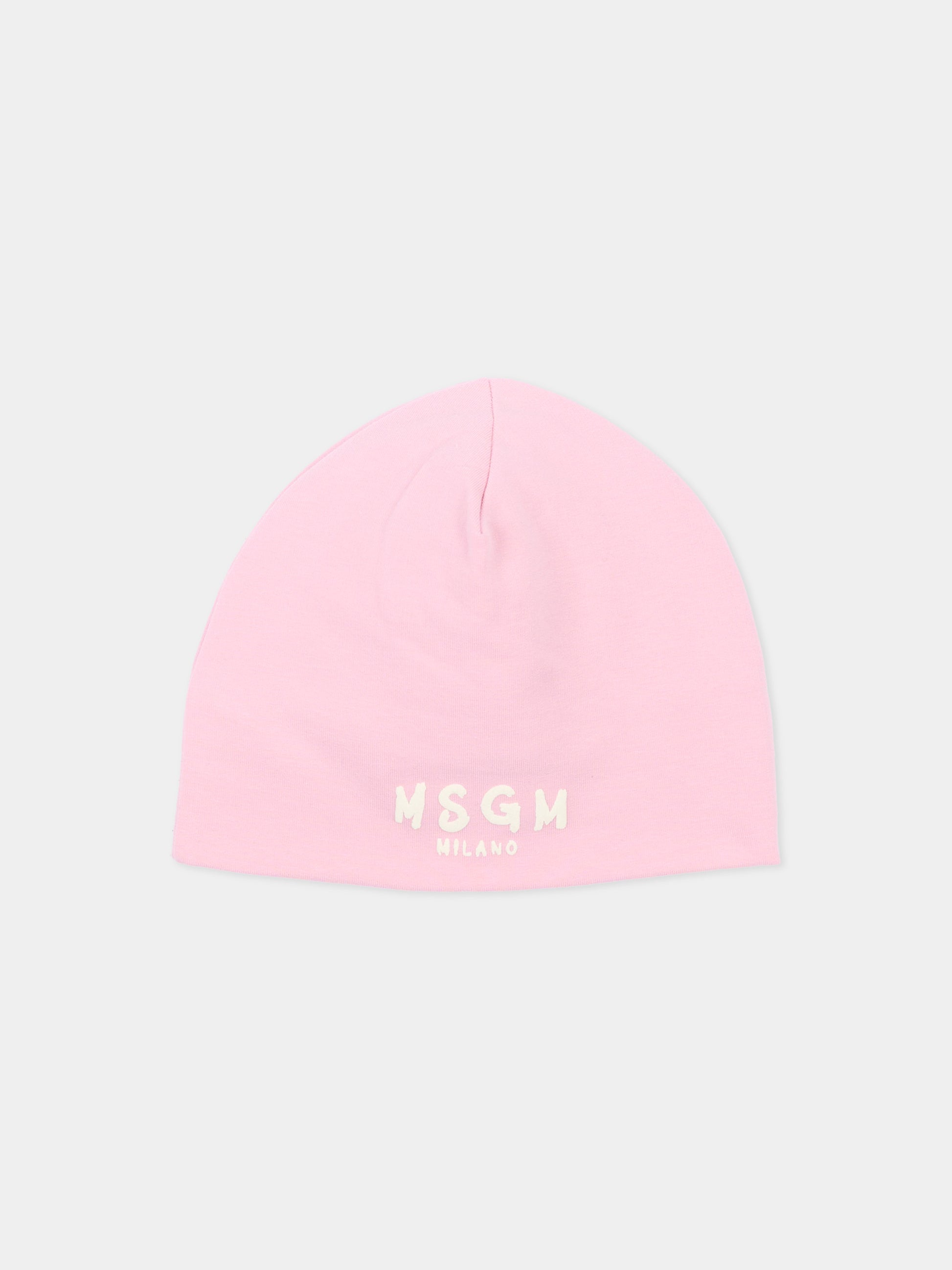 Berretto rosa per neonata con logo,Msgm Kids,F6MSUNHT348 MS090