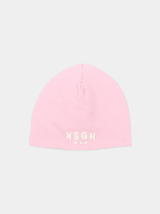 Berretto rosa per neonata con logo,Msgm Kids,F6MSUNHT348 MS090