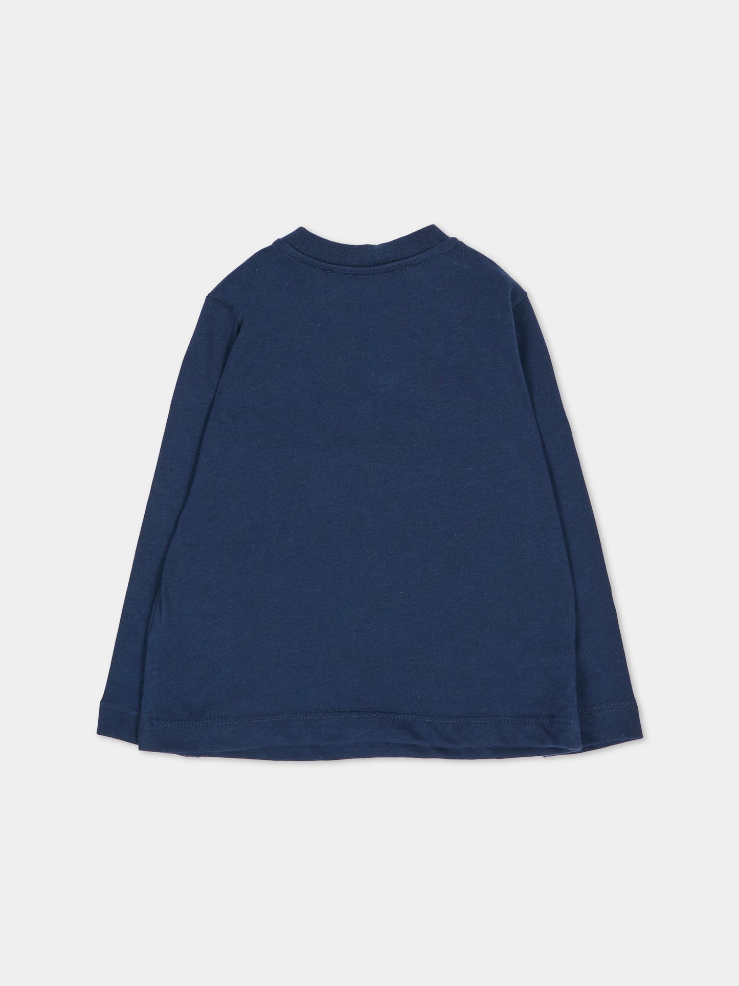 T-shirt a manica lunga blu per neonati con logo,Msgm Kids,F6MSUNTH344 MS032