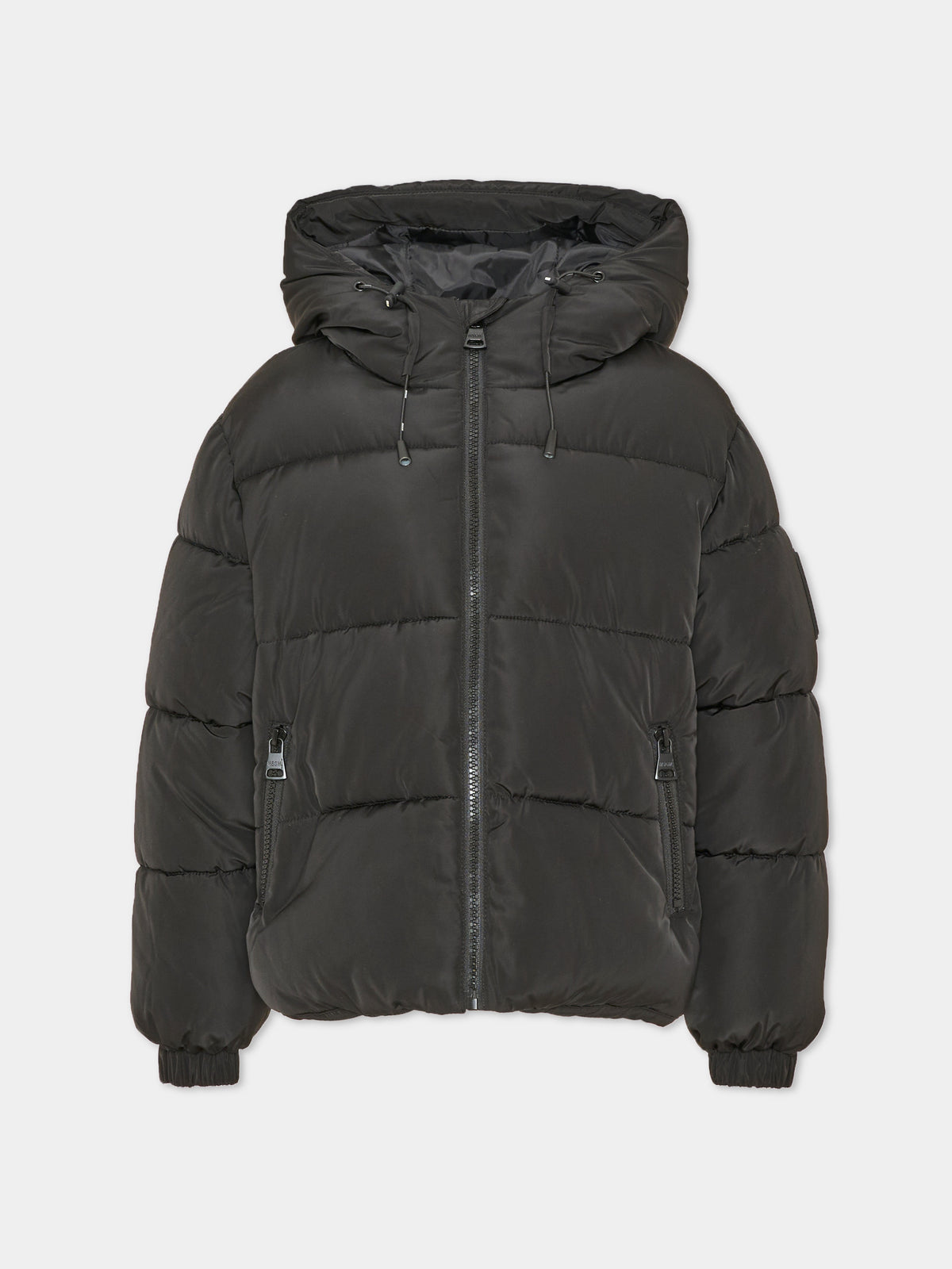 Piumino nero per bambini con cappuccio,Msgm Kids,F6MSJUPF003 110
