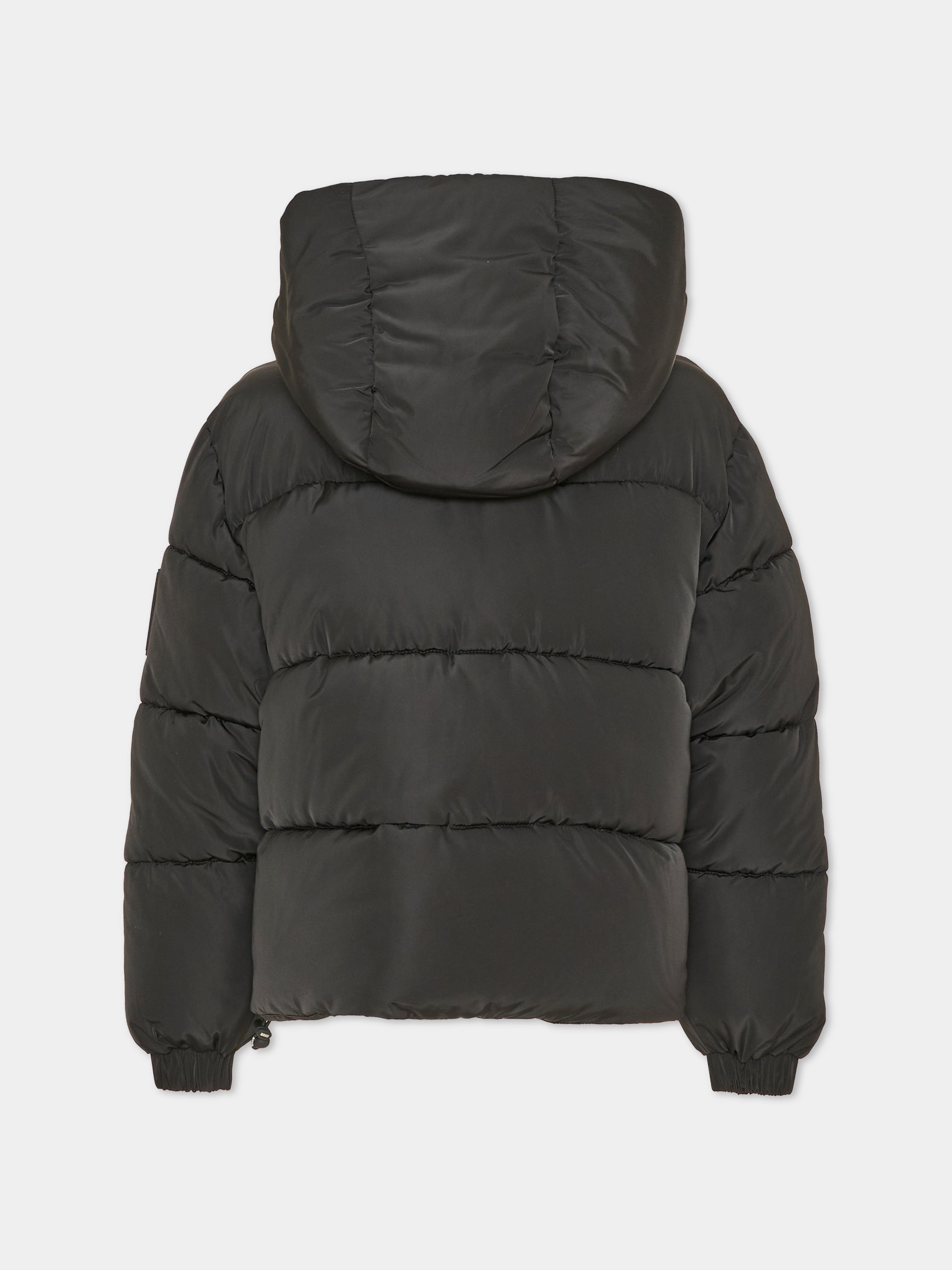 Piumino nero per bambini con cappuccio,Msgm Kids,F6MSJUPF003 110