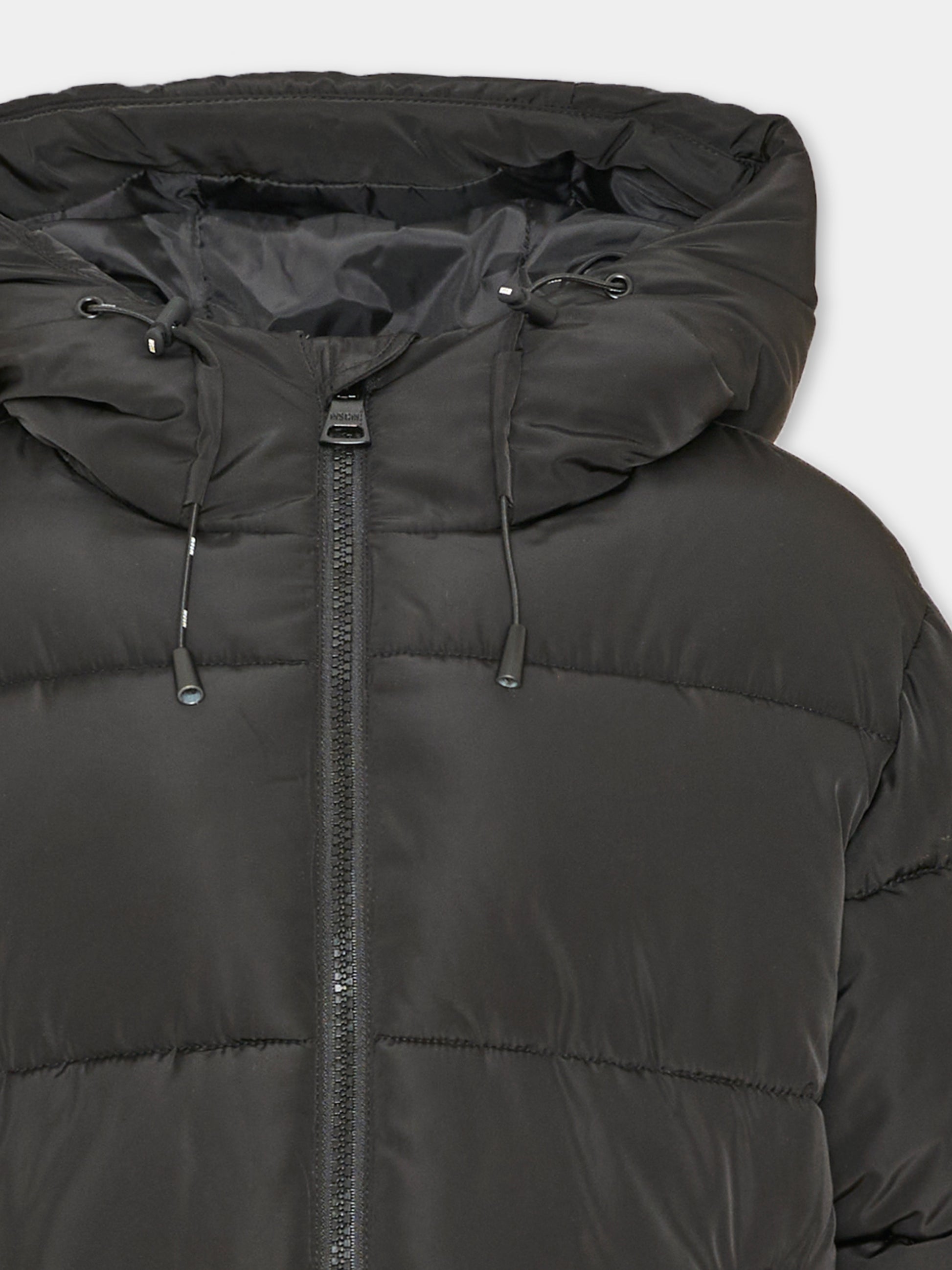 Piumino nero per bambini con cappuccio,Msgm Kids,F6MSJUPF003 110
