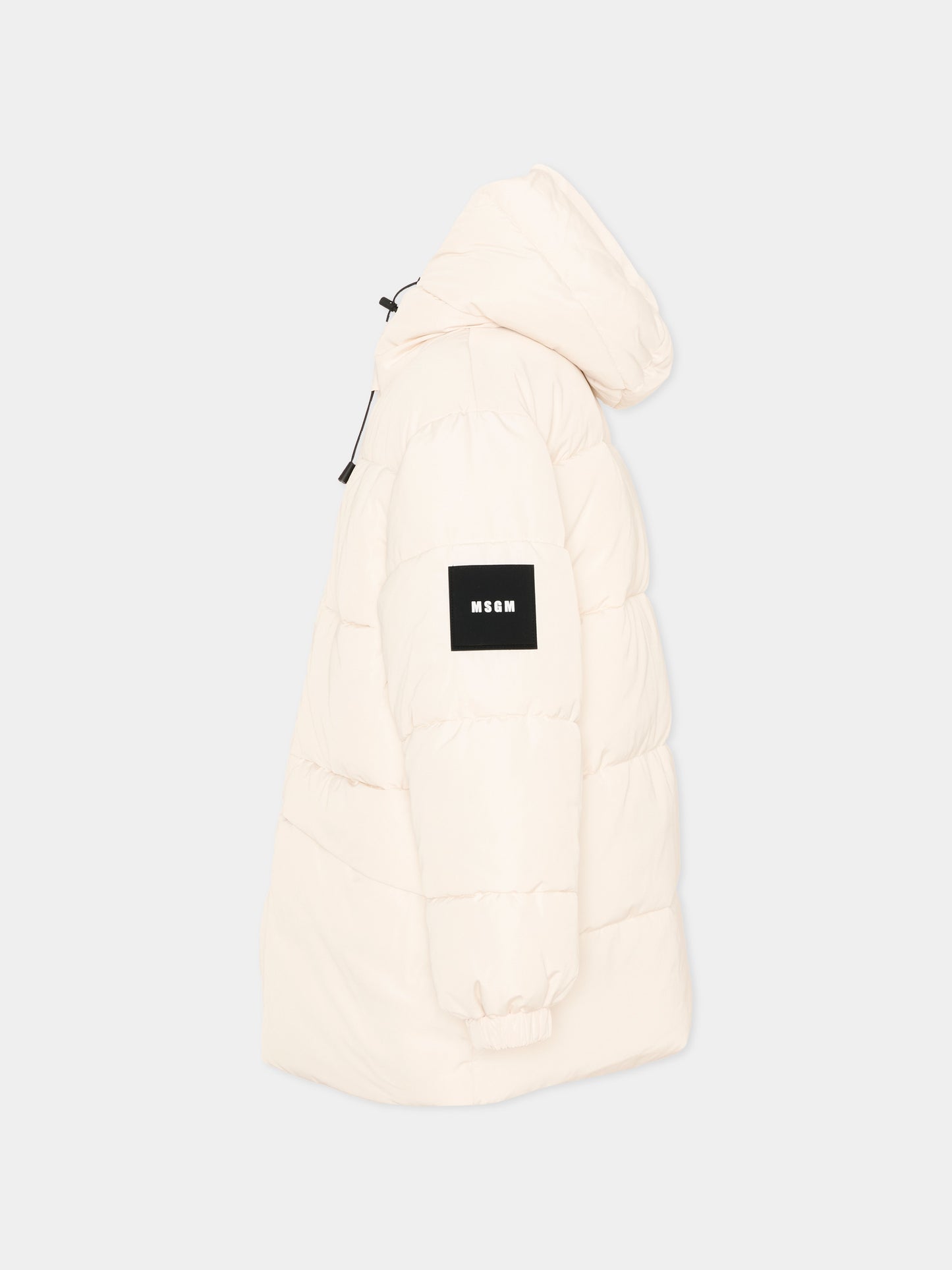 Piumino avorio per bambini con cappuccio,Msgm Kids,F6MSJUPF004 013