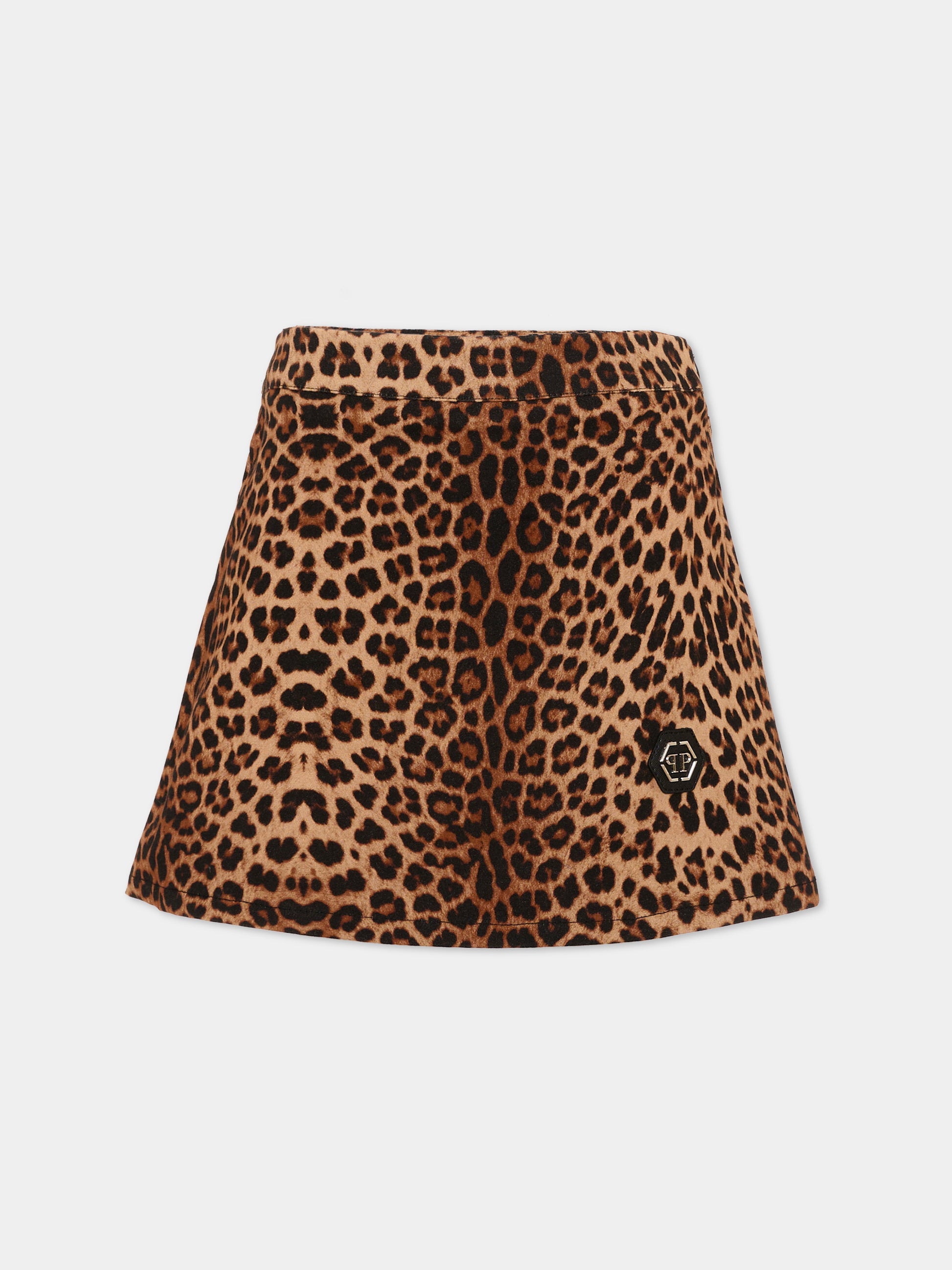 Gonna marrone per bambina animalier,Philipp Plein Junior,F6PHJGSK060 200