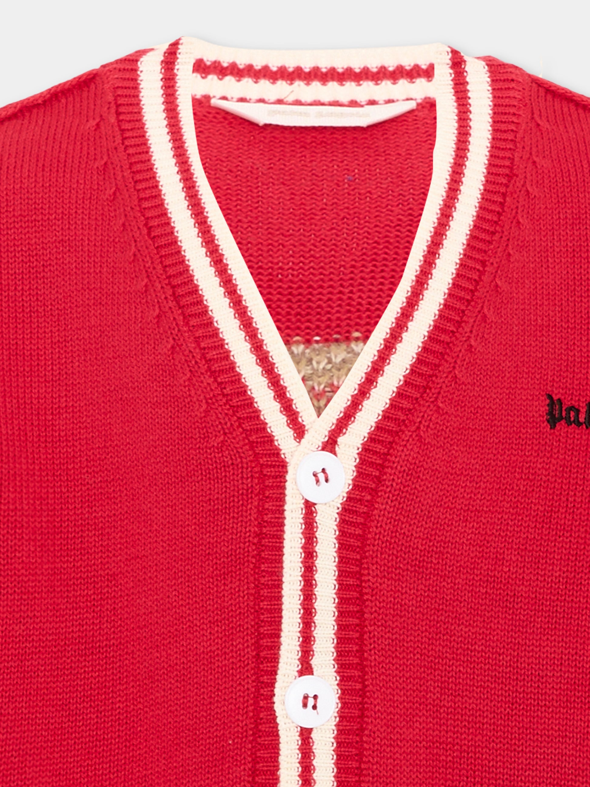 Cardigan rosso per bambino con Teddy Bear,Palm Angels,F6PAJBCA151 040