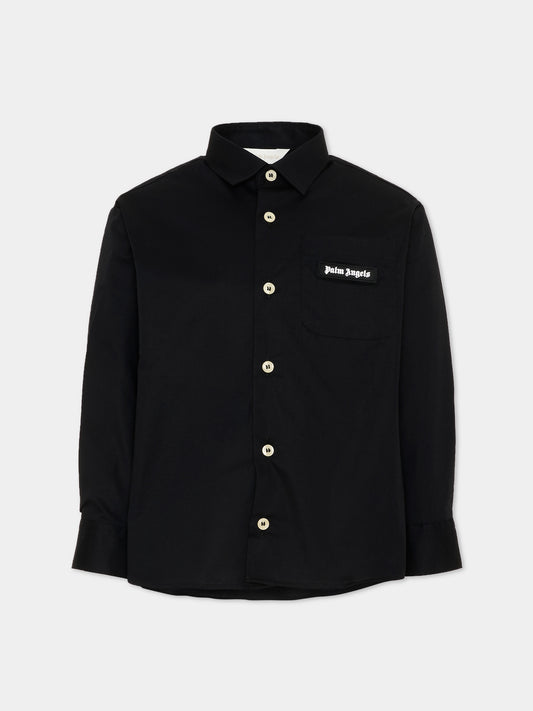 Camicia nera per bambino con logo,Palm Angels,F6PAJBSI169 110