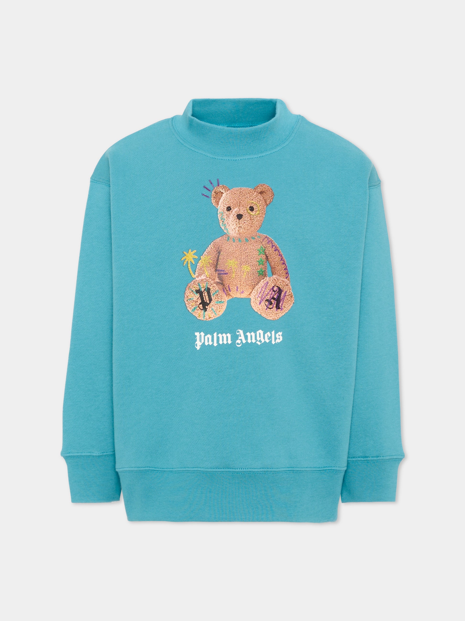 Felpa azzurra per bambini con Teddy Bear,Palm Angels,F6PAJBSW100 1527