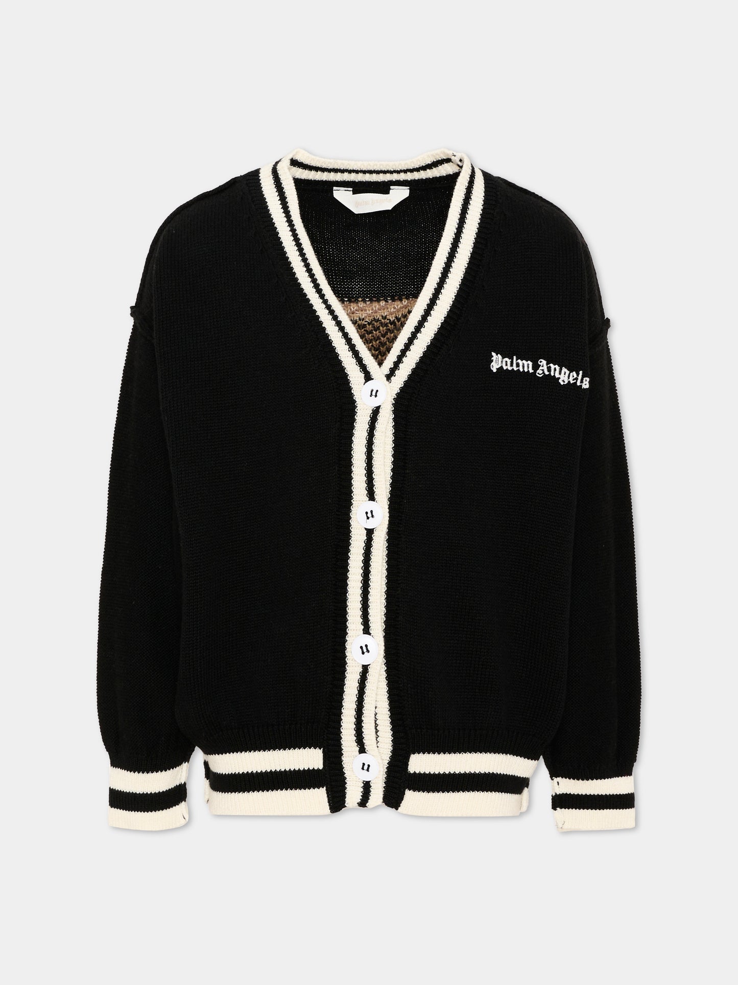 Cardigan nero per bambina con Teddy Bear,Palm Angels,F6PAJGCA154 110