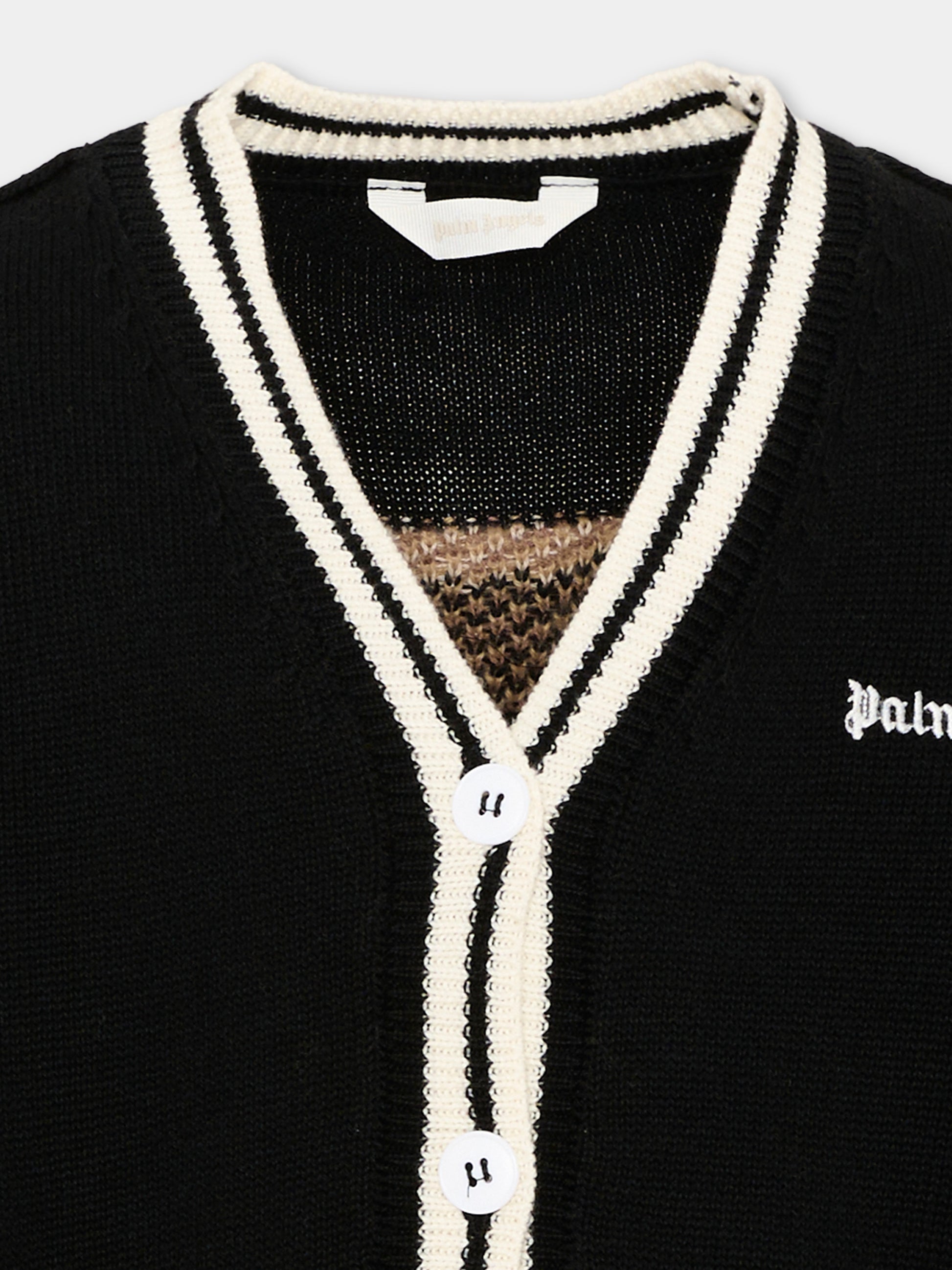 Cardigan nero per bambina con Teddy Bear,Palm Angels,F6PAJGCA154 110