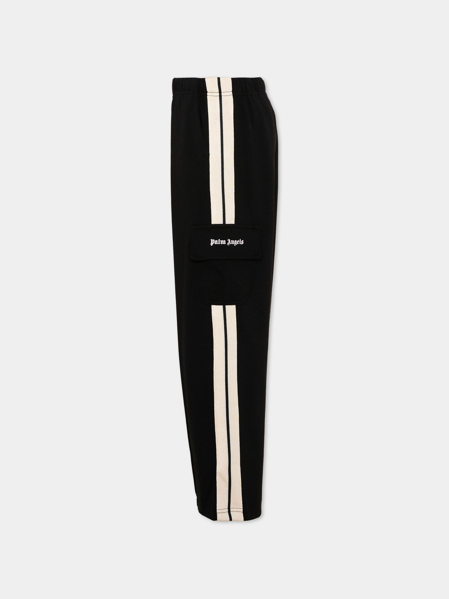 Pantalone nero per bambina con logo,Palm Angels,F6PAJGFP040 110
