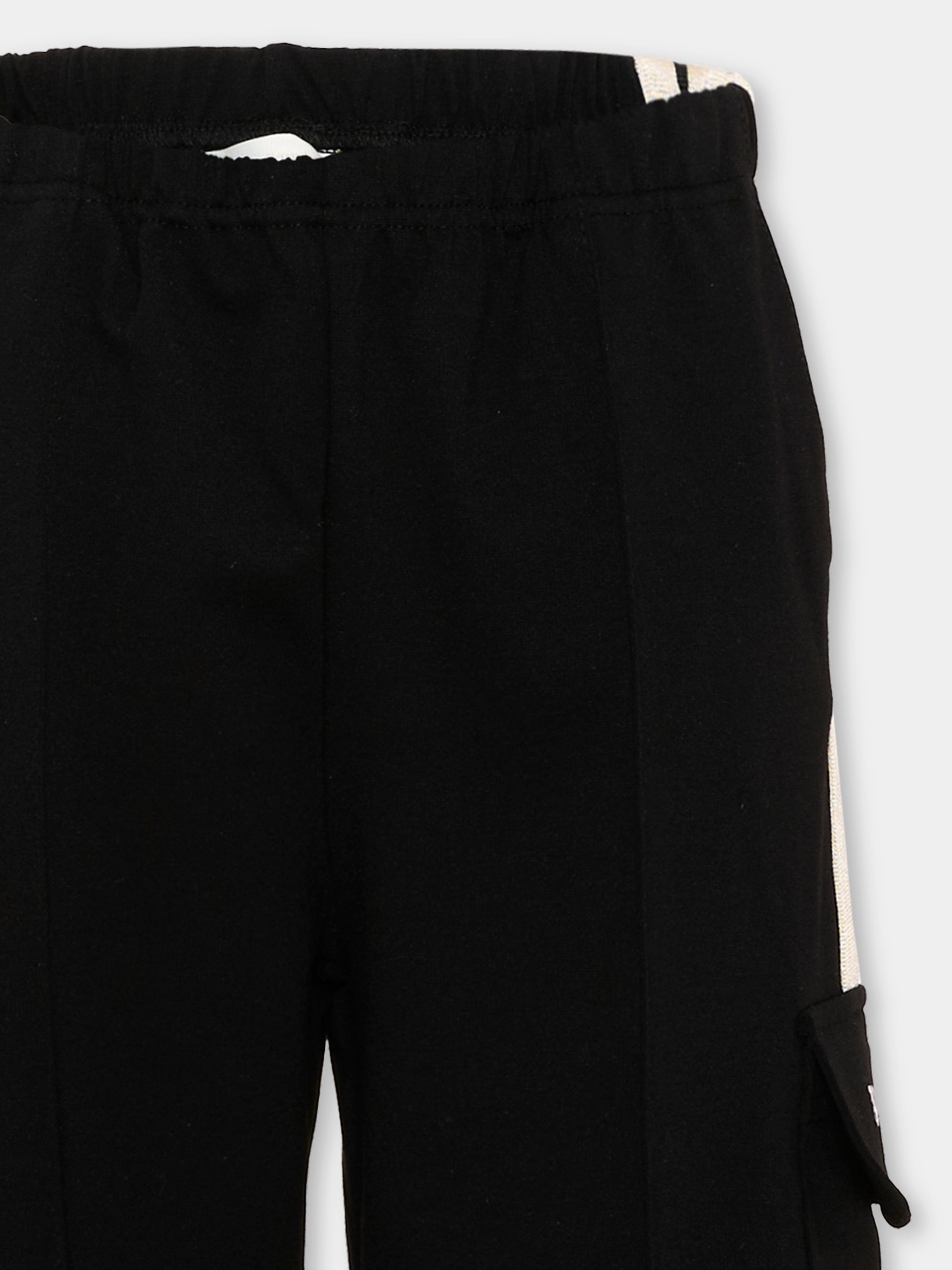 Pantalone nero per bambina con logo,Palm Angels,F6PAJGFP040 110