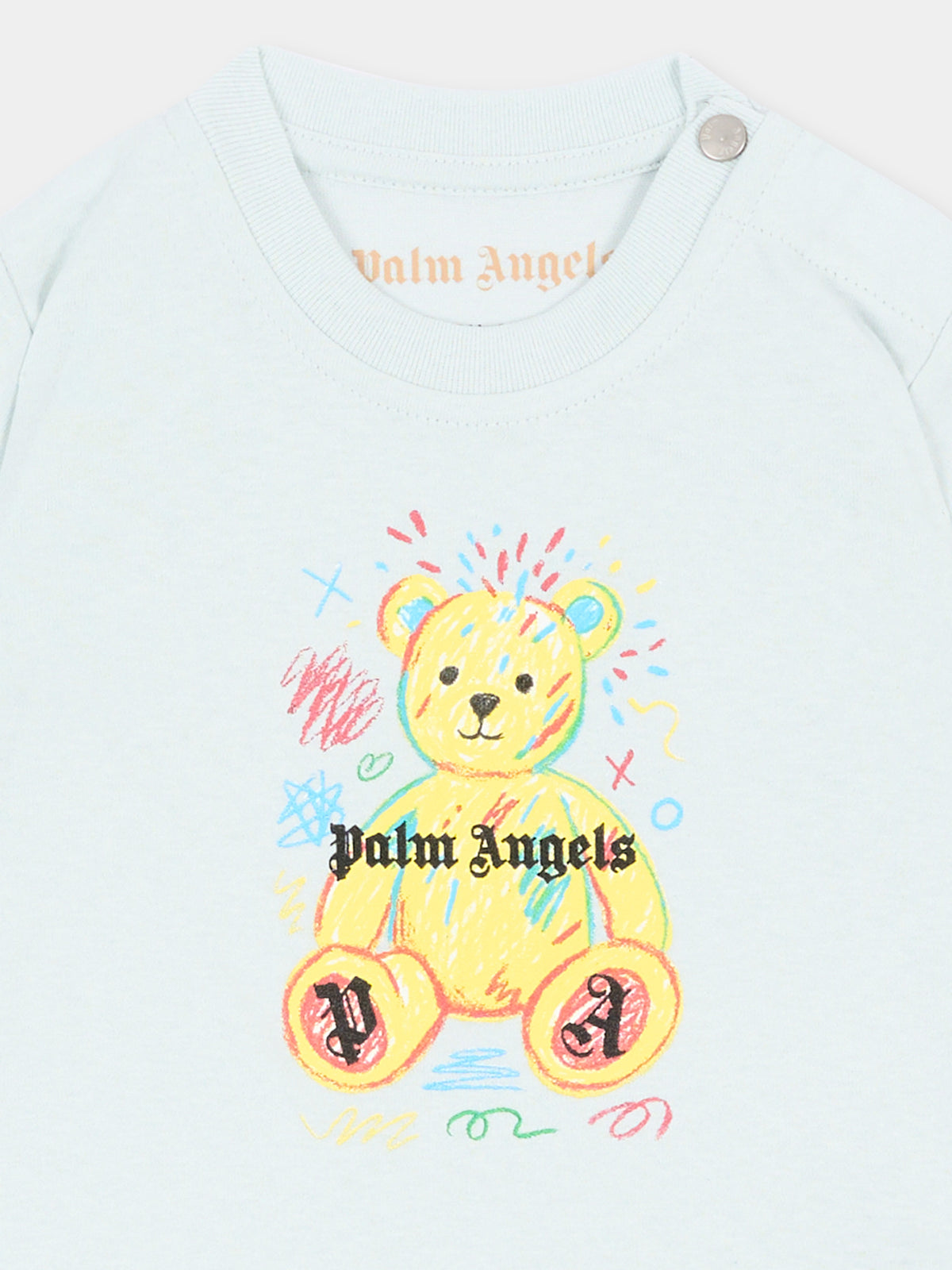 T-shirt celeste per neonato con Teddy Bear,Palm Angels,F6PANBTH196 960