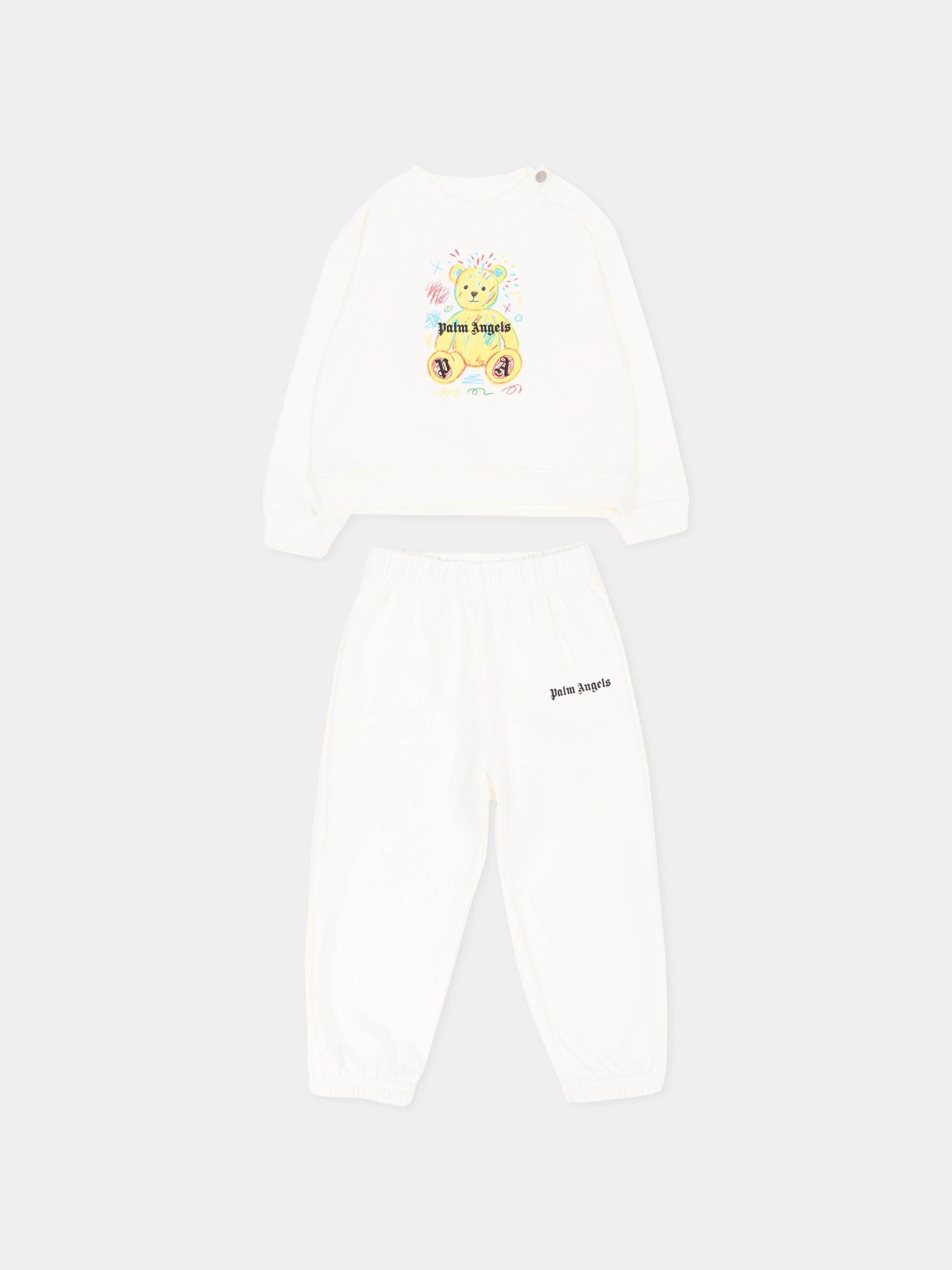 Completo sportivo lungo avorio per neonato con Teddy Bear,Palm Angels,F6PANBTP197 412