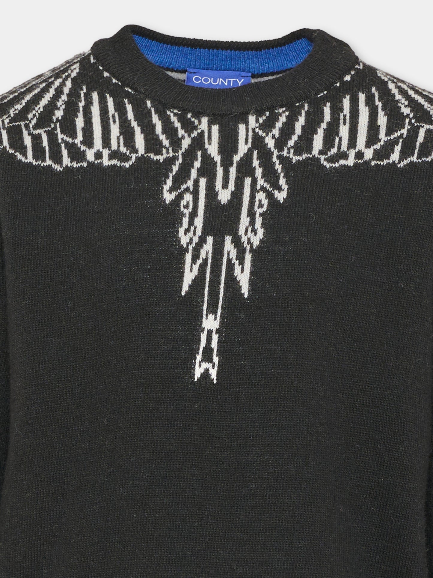 Maglione nero per bambino con ali,County Of Milan Kids,F6CMJBJP003 110