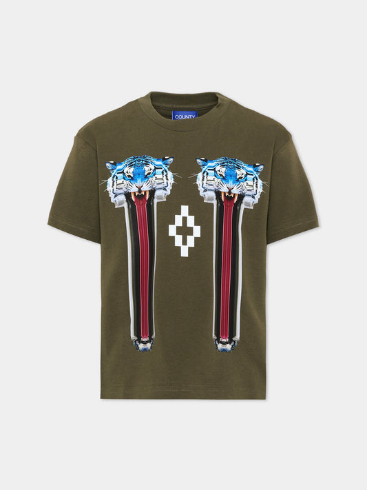 T-shirt verde per bambino con stampa,County Of Milan Kids,F6CMJBTH014 082