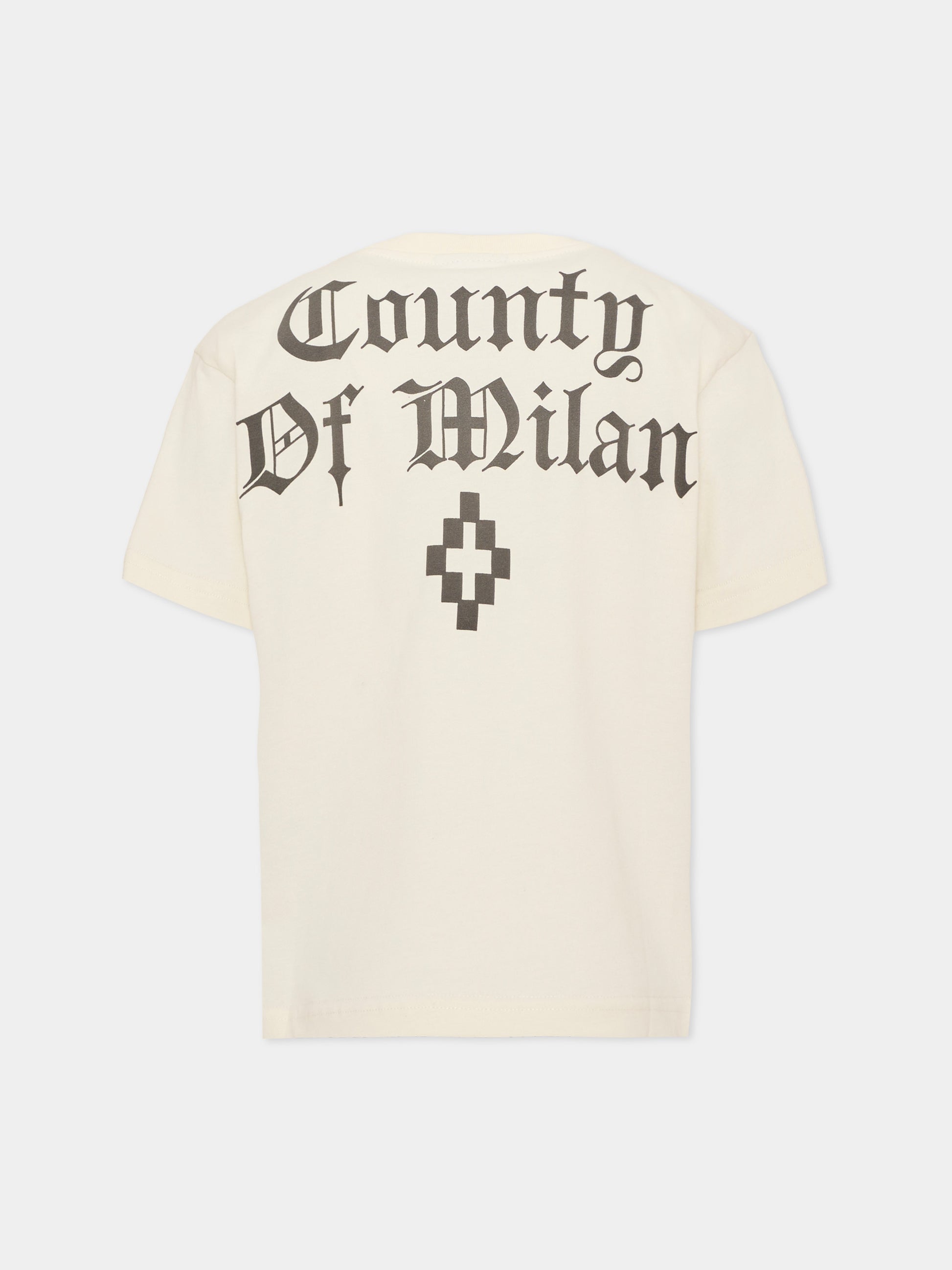 T-shirt avorio per bambino con stampa,County Of Milan Kids,F6CMJBTH014 412