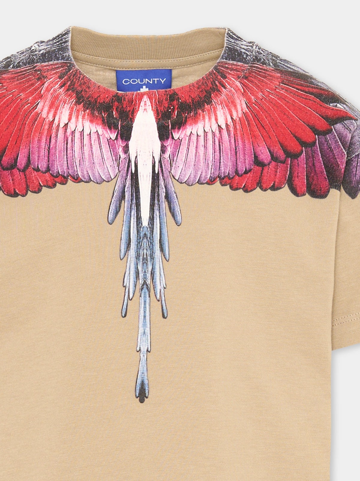 T-shirt a manica corta beige per bambino con ali,County Of Milan Kids,F6CMJBTH028 092