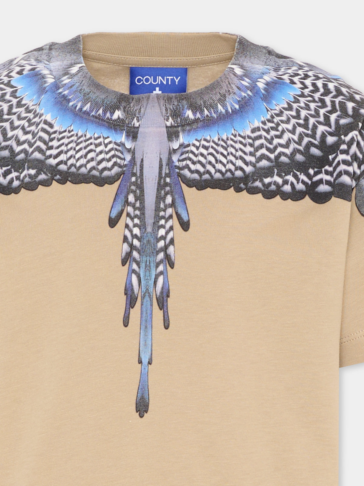 T-shirt beige per bambino con ali,County Of Milan Kids,F6CMJBTH043 092