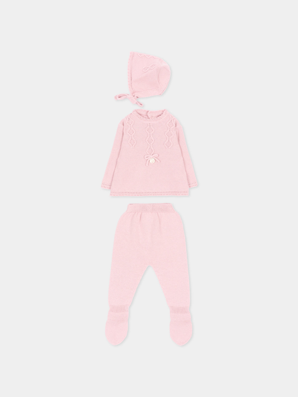 Completo nascita rosa per neonata in maglia,Martín Aranda,004-11331 P07