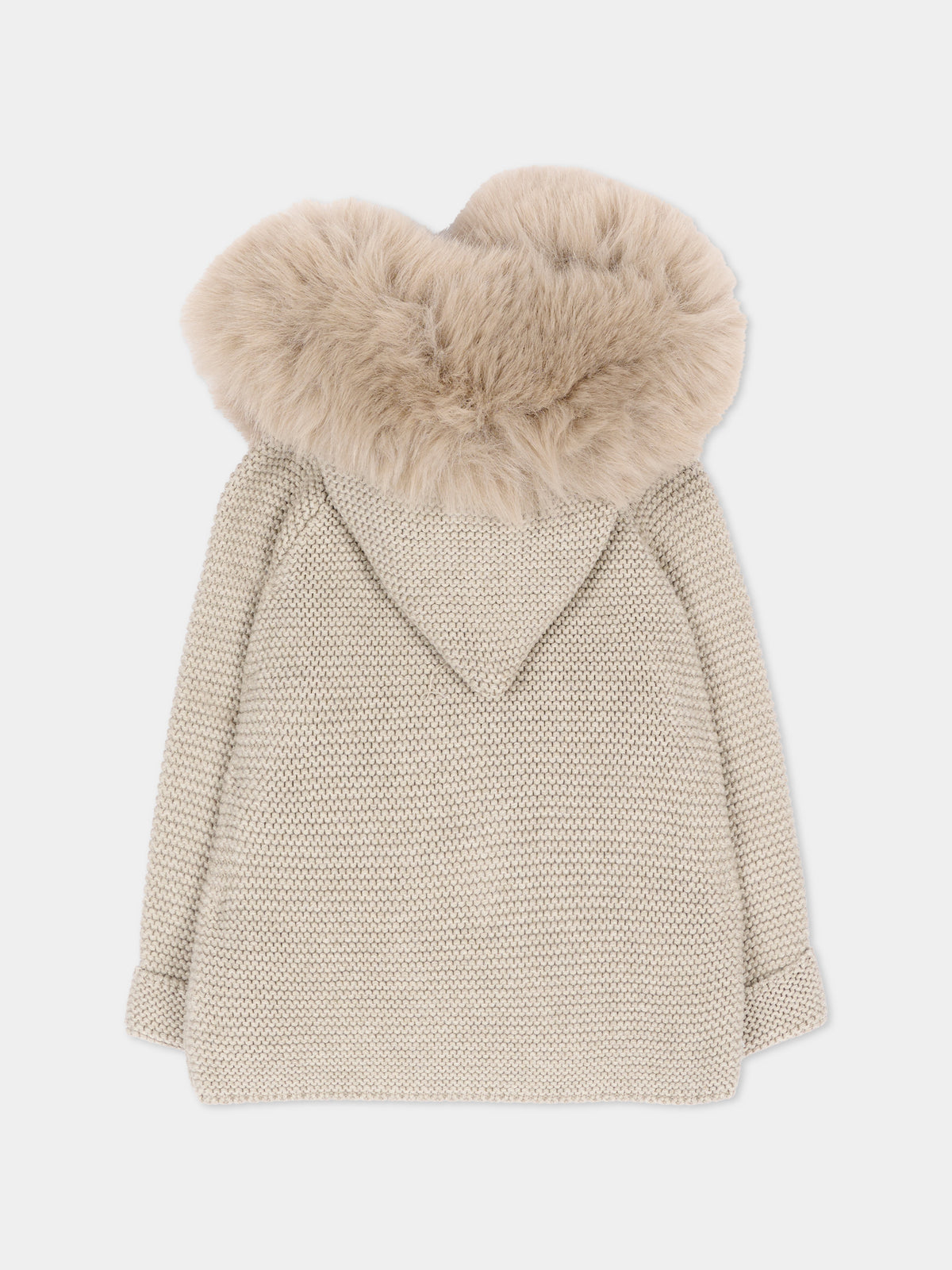 Cappotto beige per neonata in maglia con cappuccio,Martín Aranda,018-10331 E70