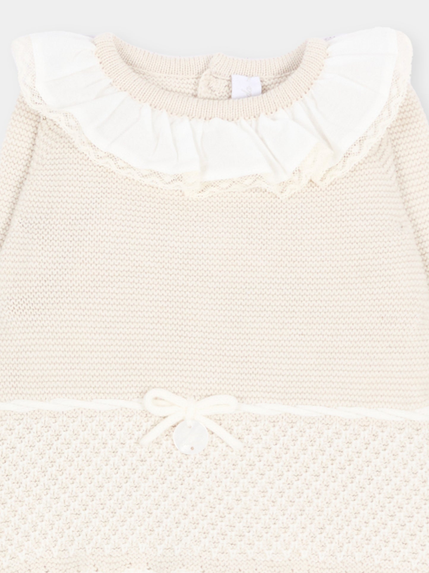 Completo nascita avorio per neonata in maglia,Martín Aranda,004-11321 E01