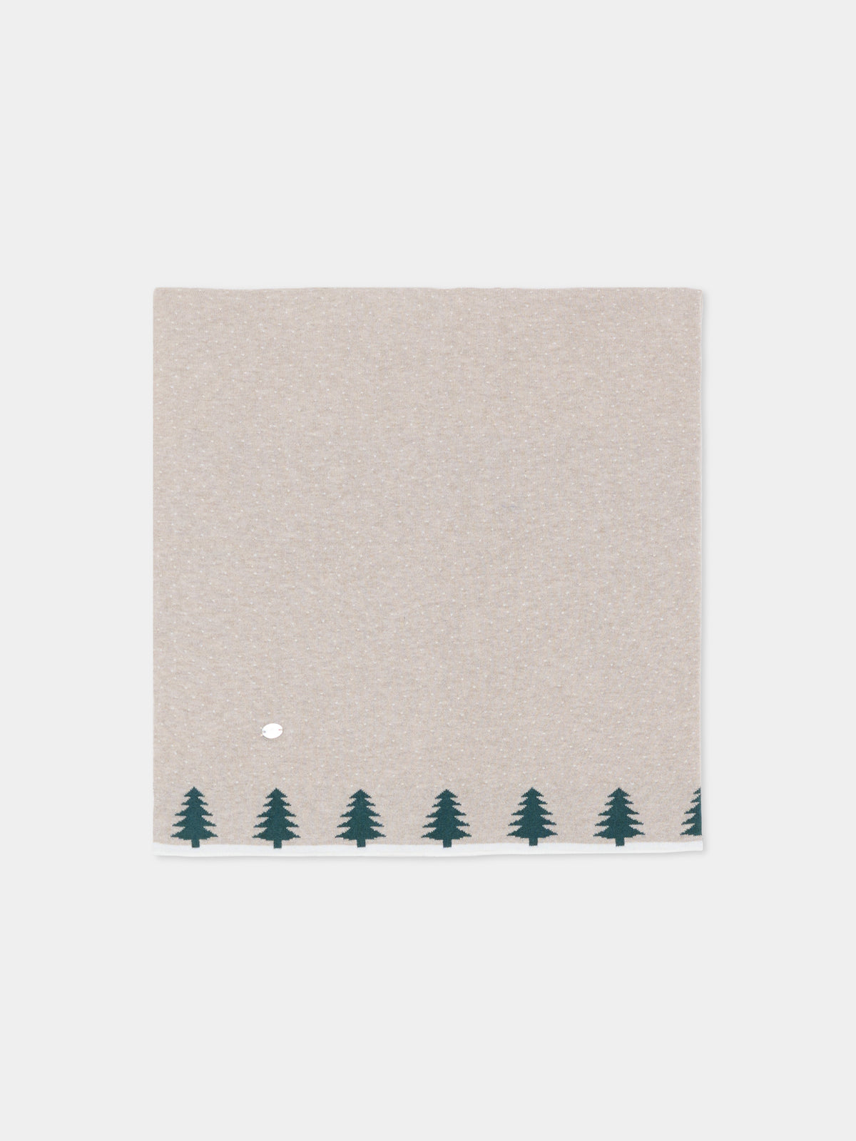 Beige knitted blanket for newborns with trees