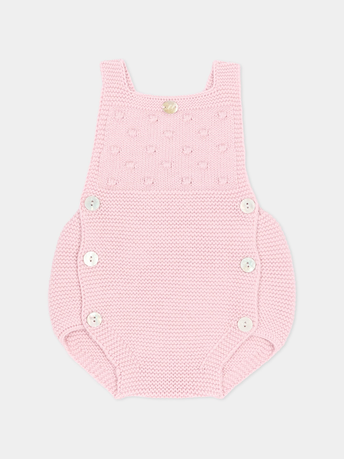 Salopette rosa per neonata in maglia,Martín Aranda,016-10327 P07