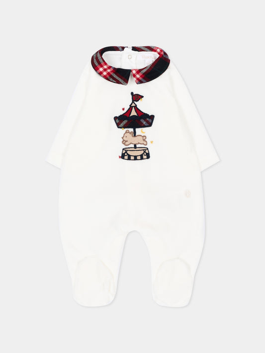 Tutina avorio per neonati con tartan,Patachou,PAP 47 BAB4333136 060