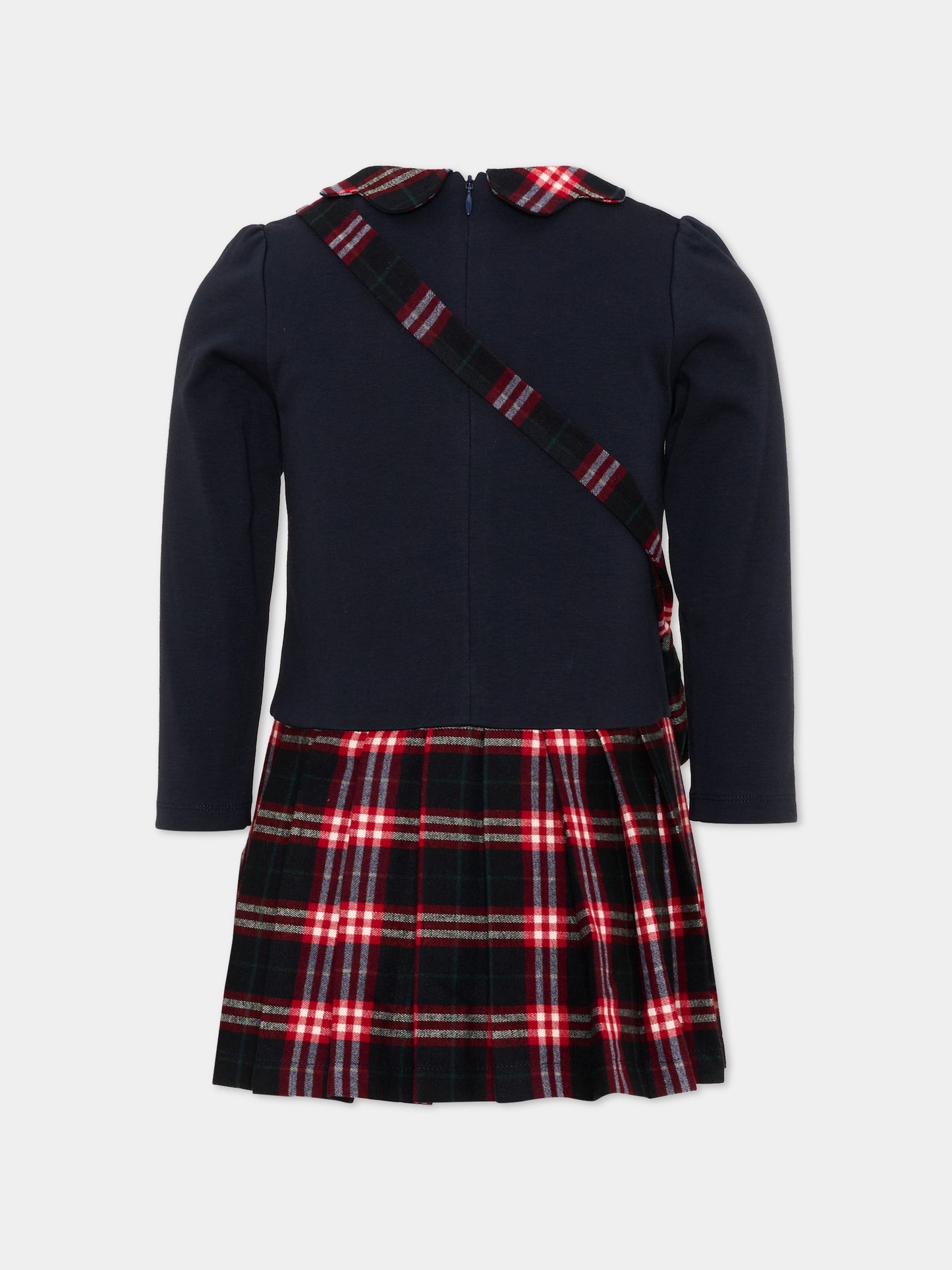 Vestito blu tartan per bambina,Patachou,PAP 47 VET4333269 360