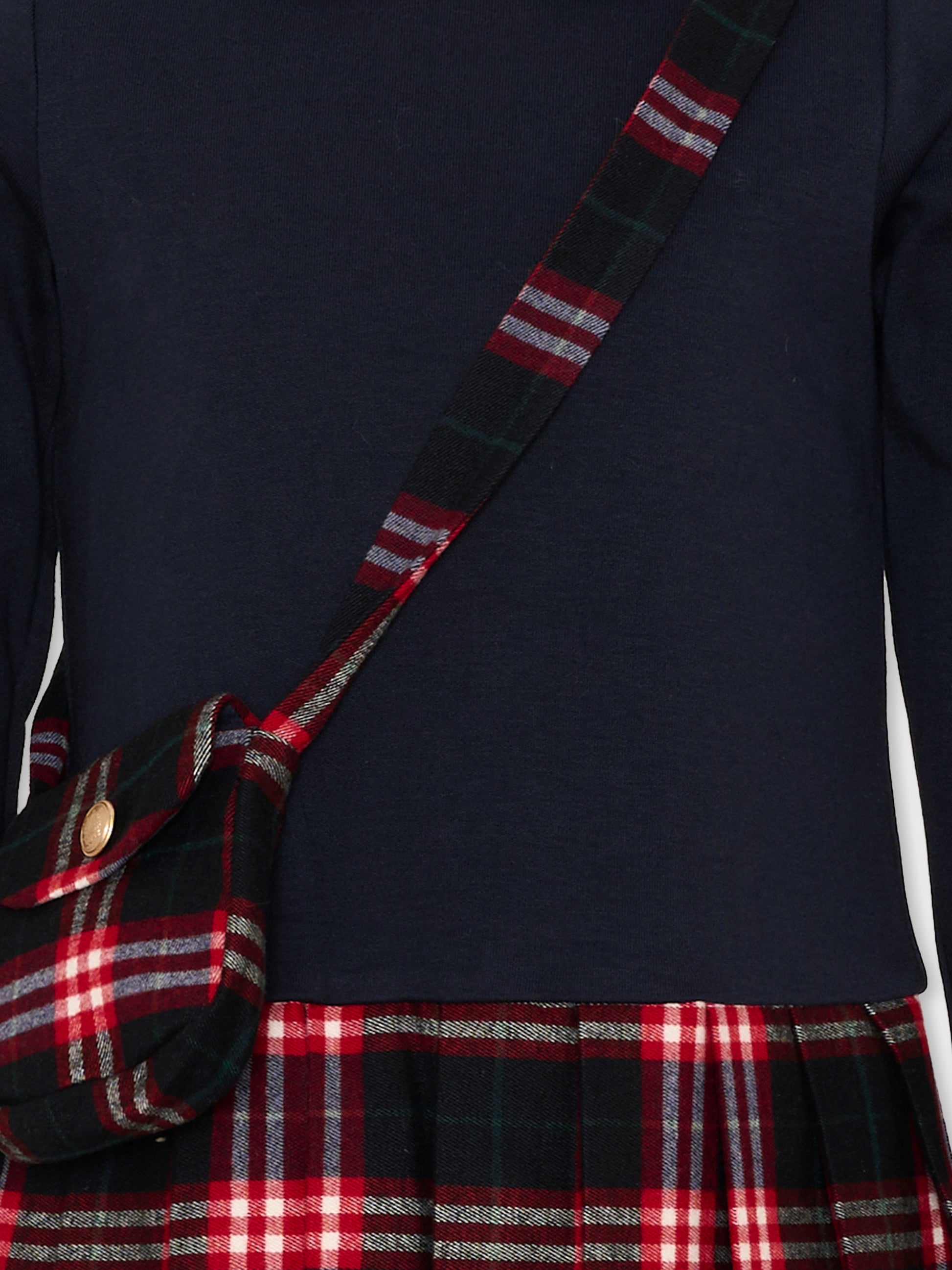 Vestito blu tartan per bambina,Patachou,PAP 47 VET4333269 360