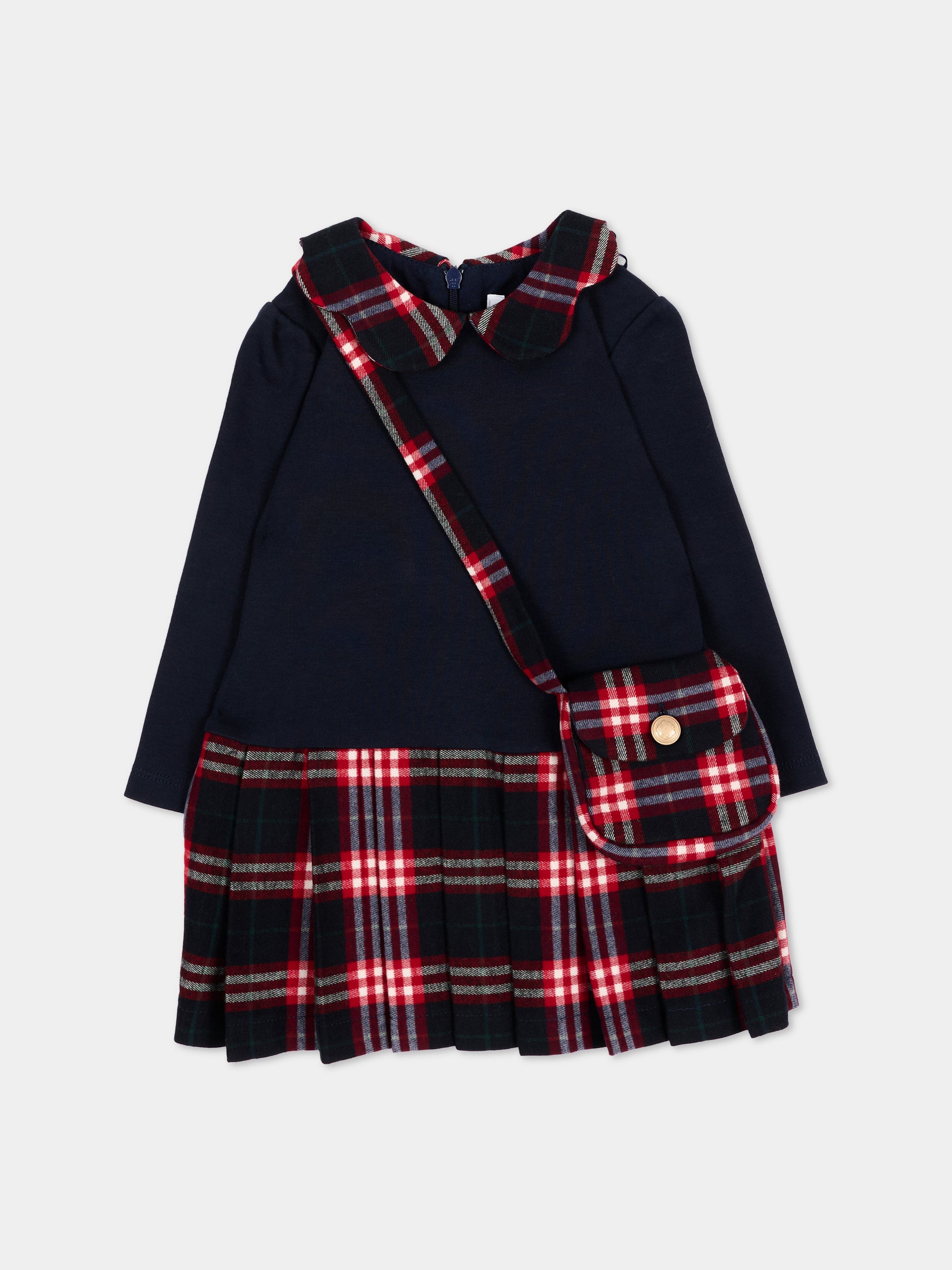 Vestito blu tartan per neonata,Patachou,PAP 47 VET4333269 360