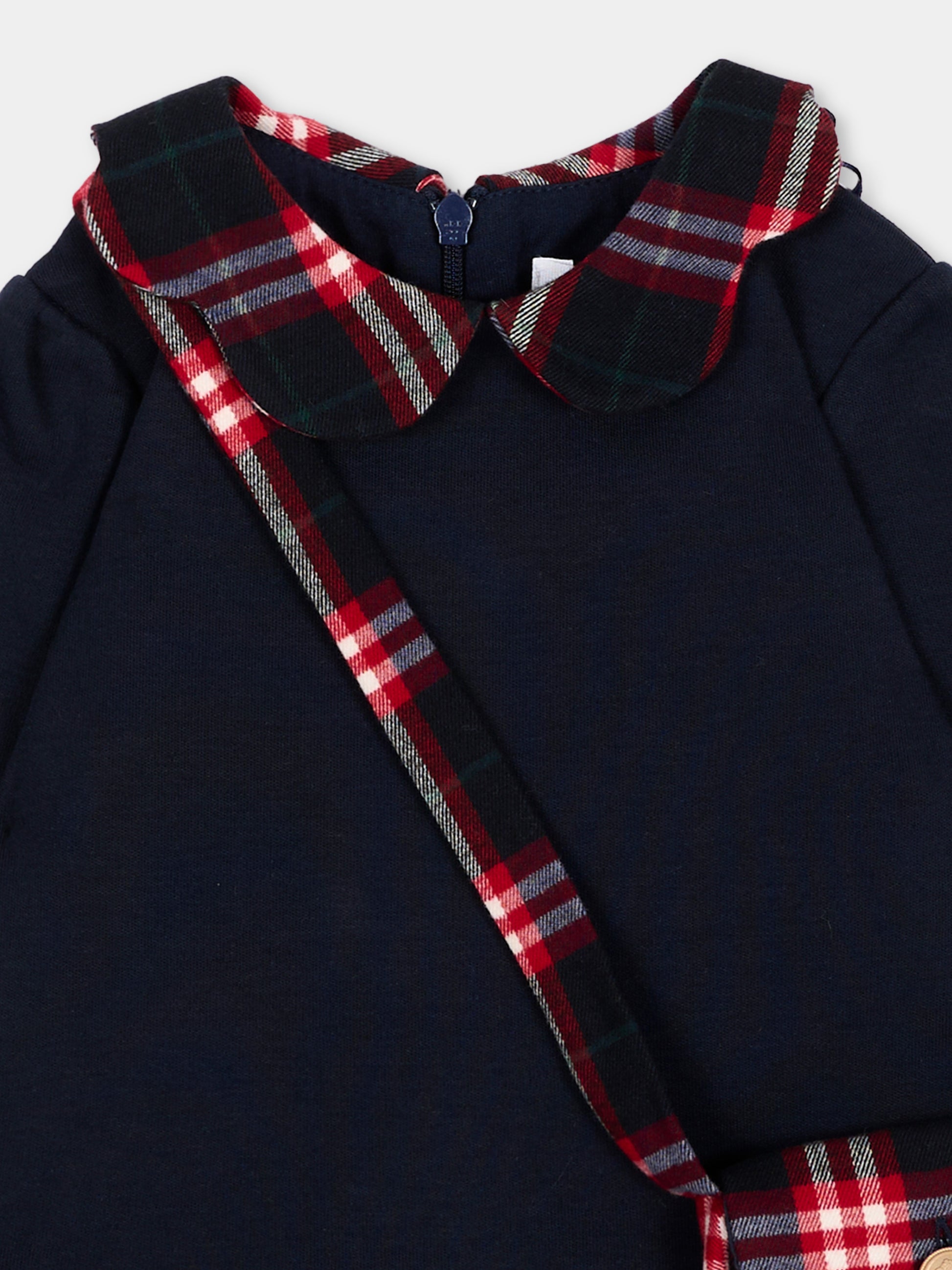 Vestito blu tartan per neonata,Patachou,PAP 47 VET4333269 360