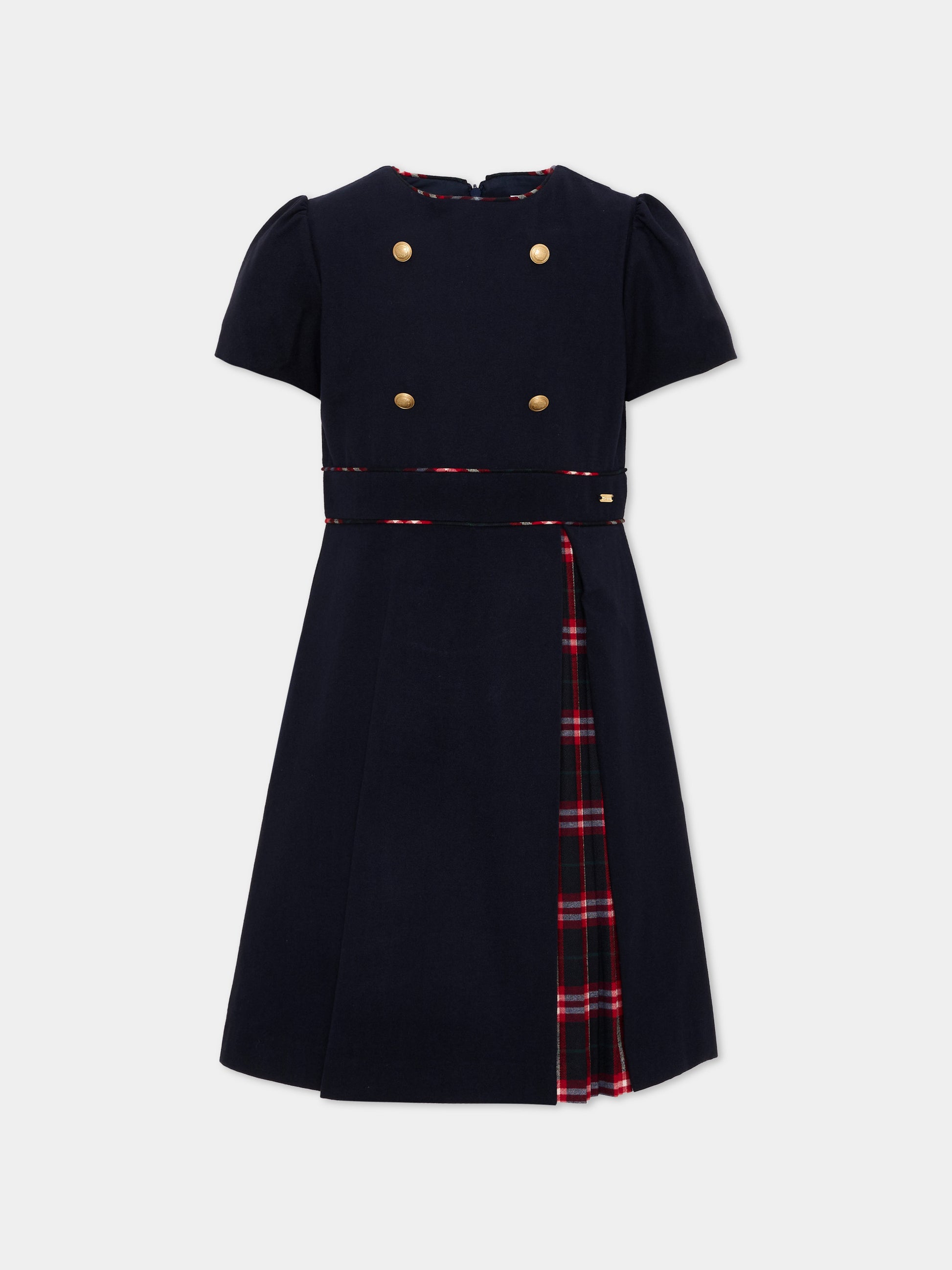 Abito elegante blu tartan per bambina,Patachou,PAP 47 VET4333465 360