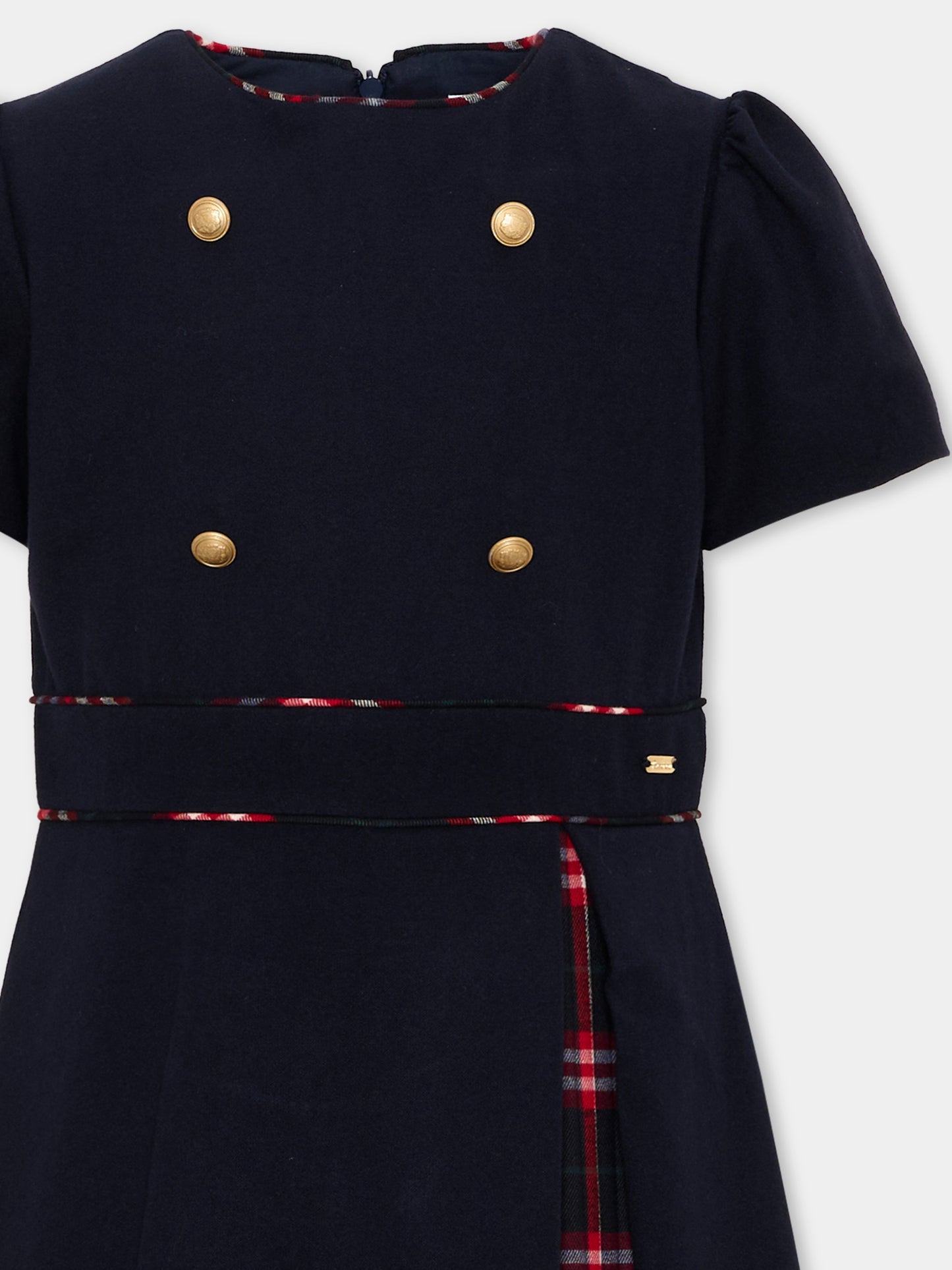 Abito elegante blu tartan per bambina,Patachou,PAP 47 VET4333465 360