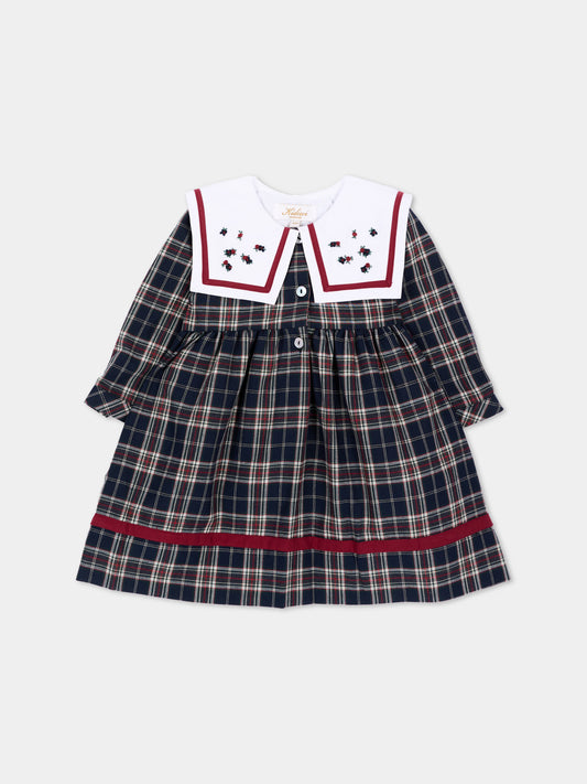 Vestito a manica lunga blu tartan per neonata,Kidiwi Handmade,37271 TC324