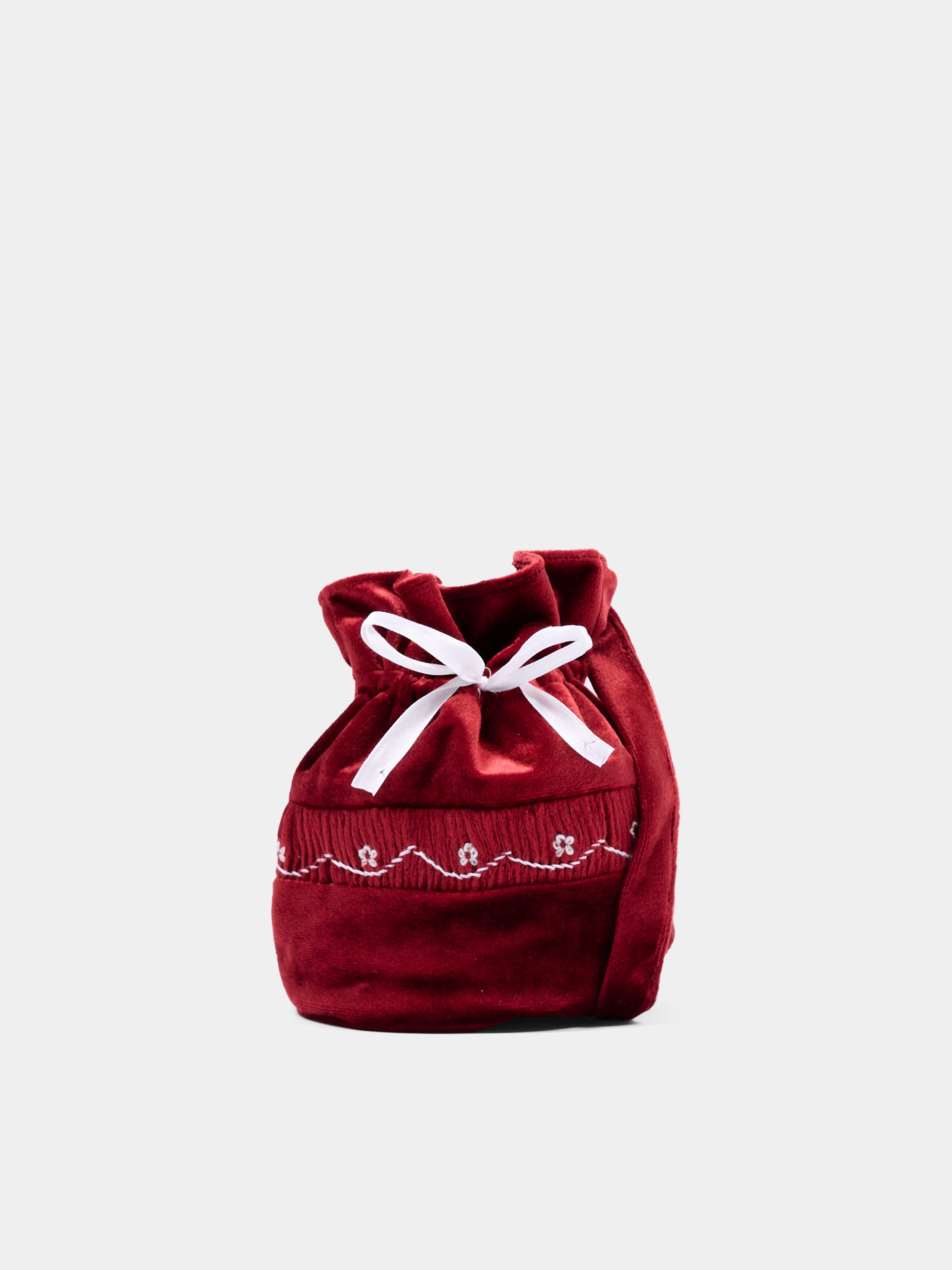 Borsa bordeaux per bambina con ricamo floreale,Kidiwi Handmade,37313 TV008