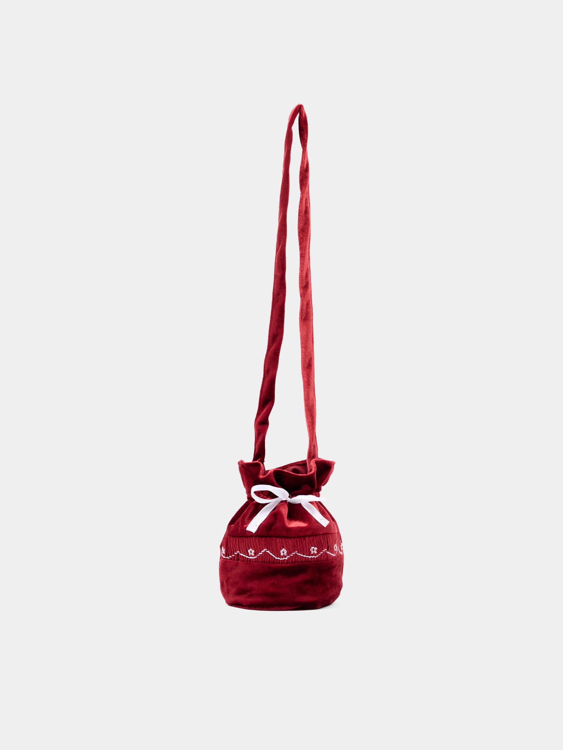 Borsa bordeaux per bambina con ricamo floreale,Kidiwi Handmade,37313 TV008