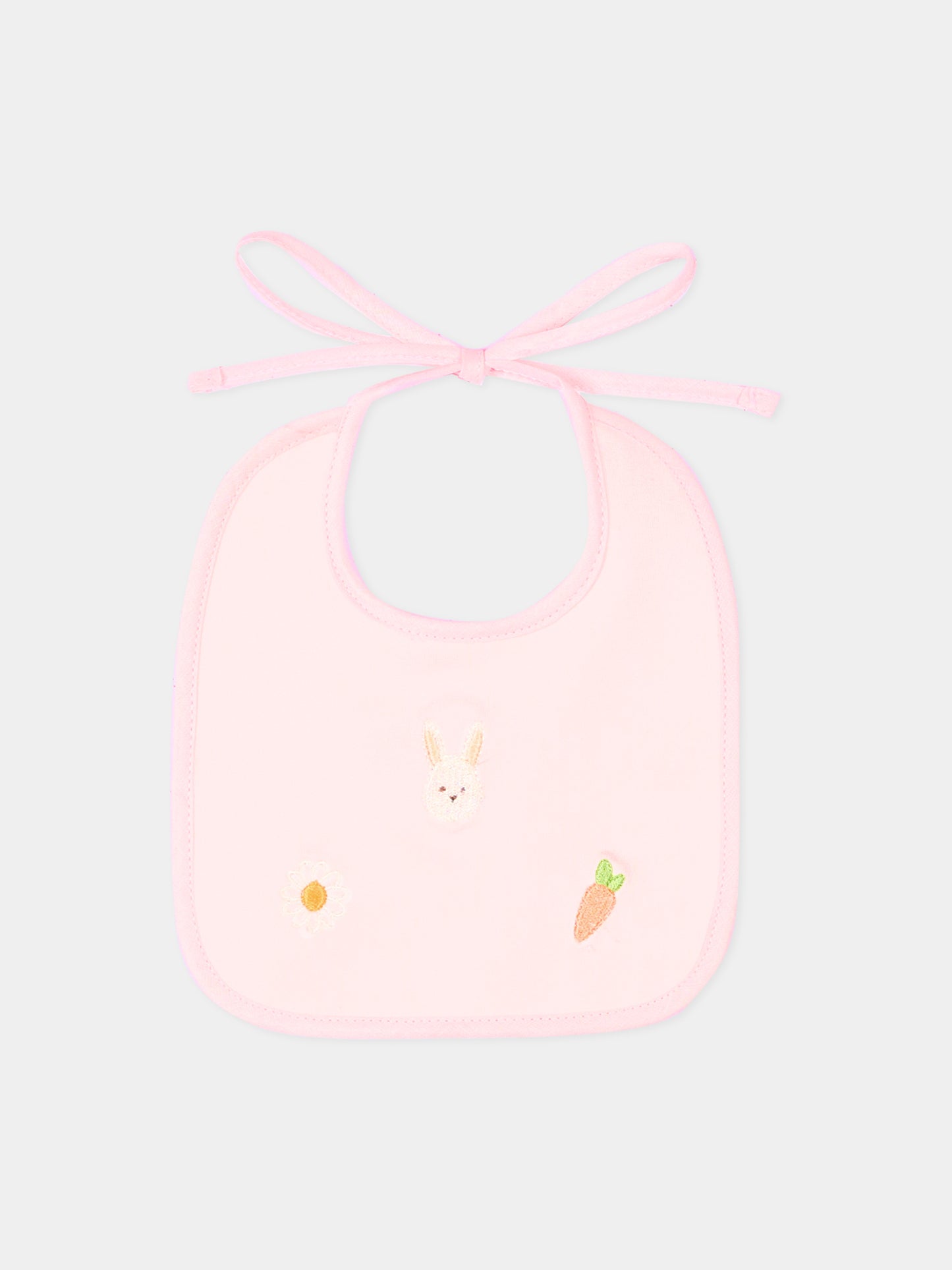 Bavaglino rosa per neonata con ricami,Le Boo Beebè,CBB023 T351 30