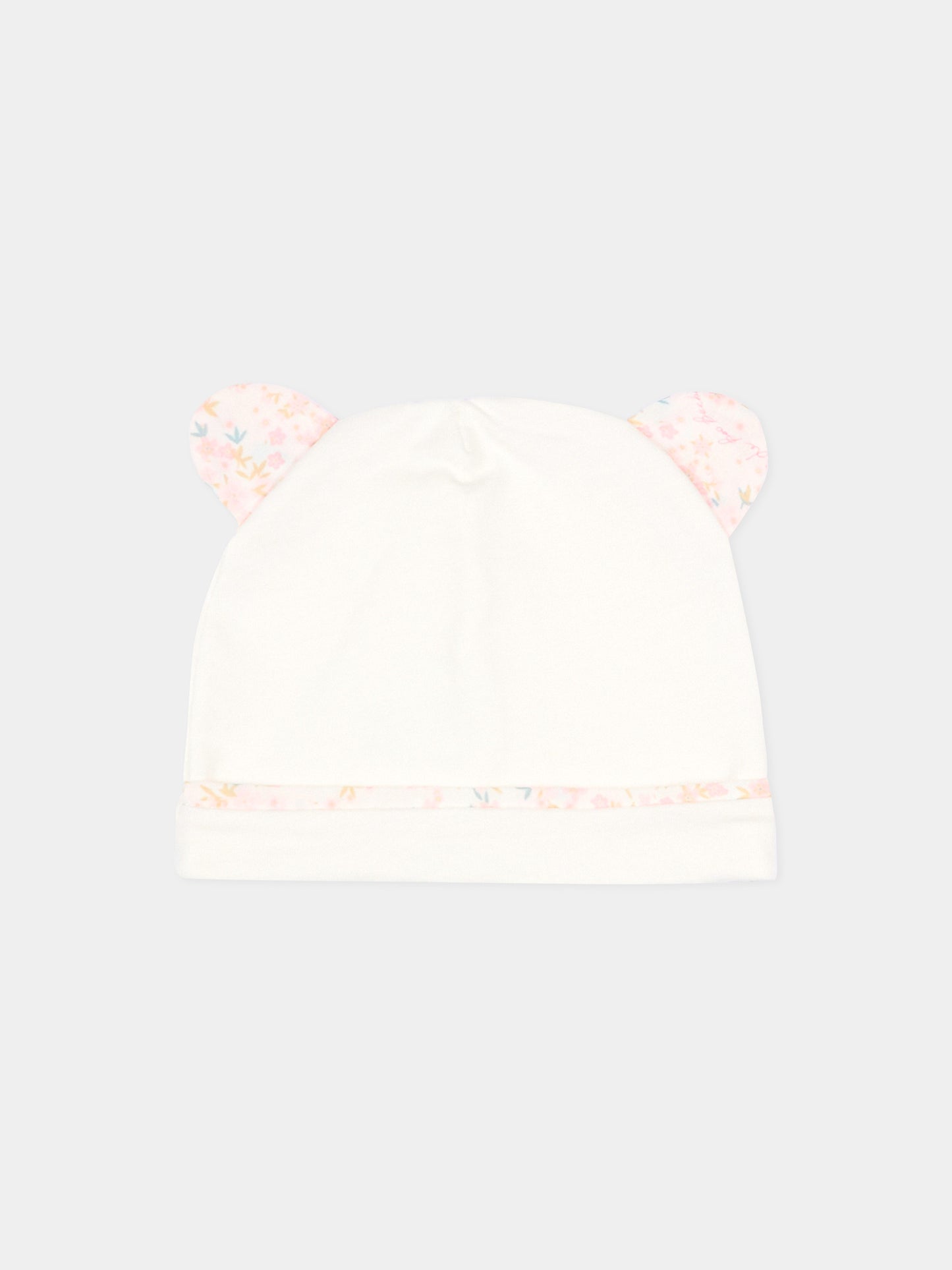 Cappellino avorio per neonata con orecchie in liberty,Le Boo Beebè,CCB021 T351 30