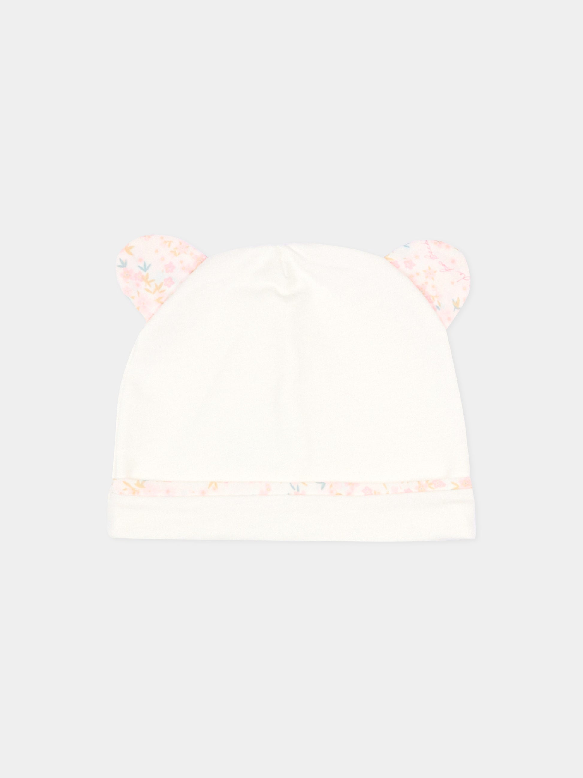 Cappellino avorio per neonata con orecchie in liberty,Le Boo Beebè,CCB021 T351 30