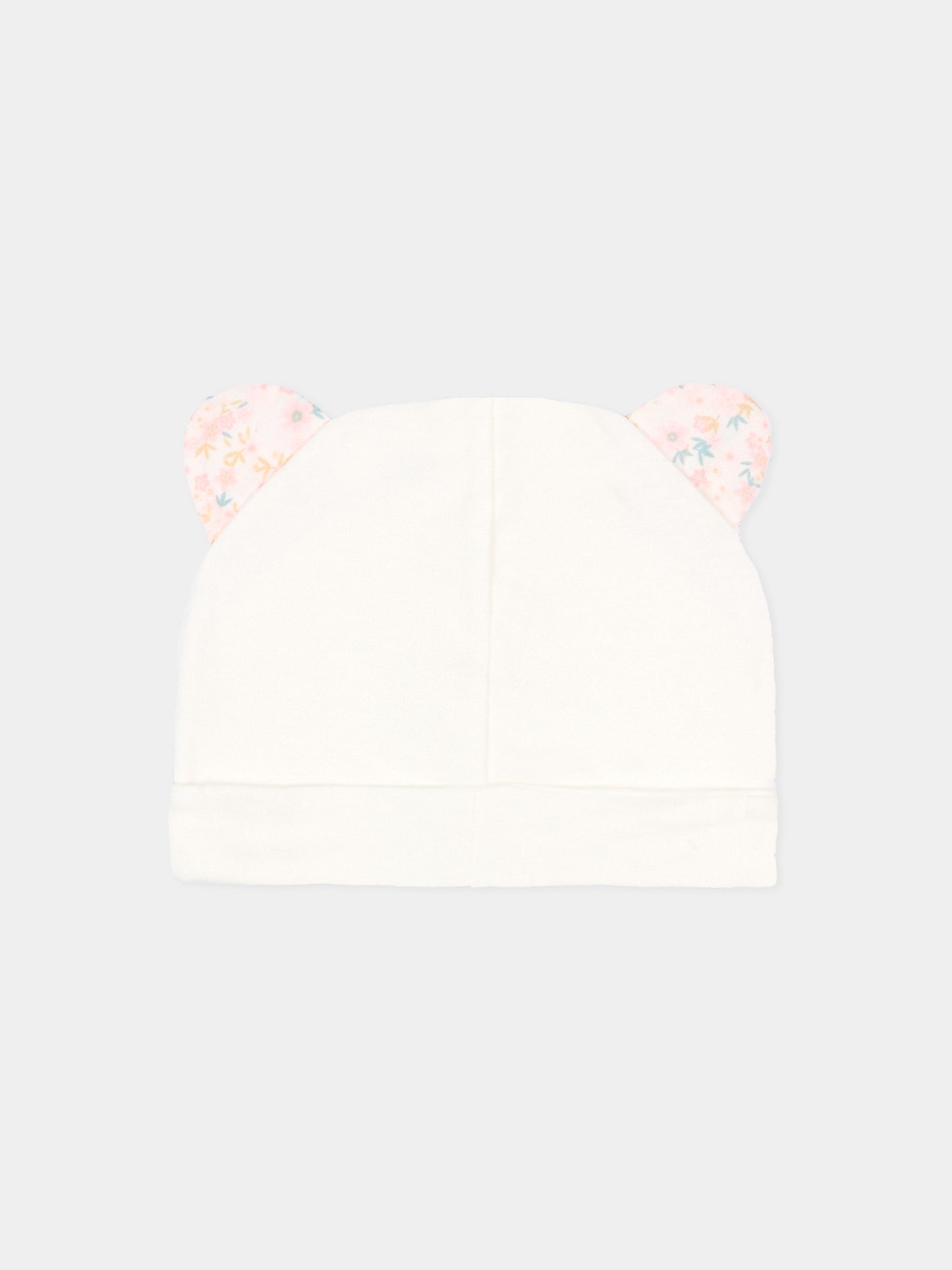 Cappellino avorio per neonata con orecchie in liberty,Le Boo Beebè,CCB021 T351 30