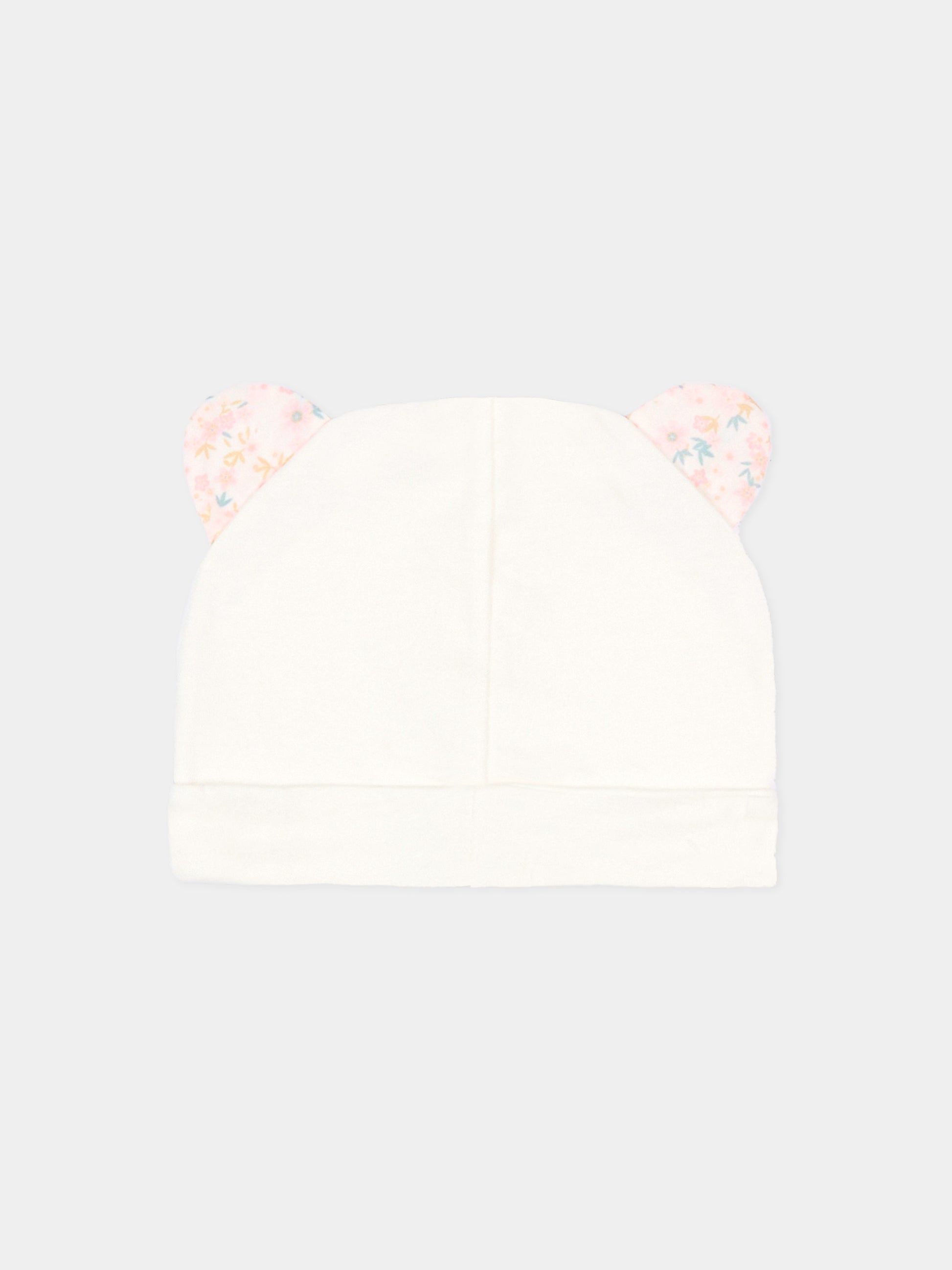 Cappellino avorio per neonata con orecchie in liberty,Le Boo Beebè,CCB021 T351 30