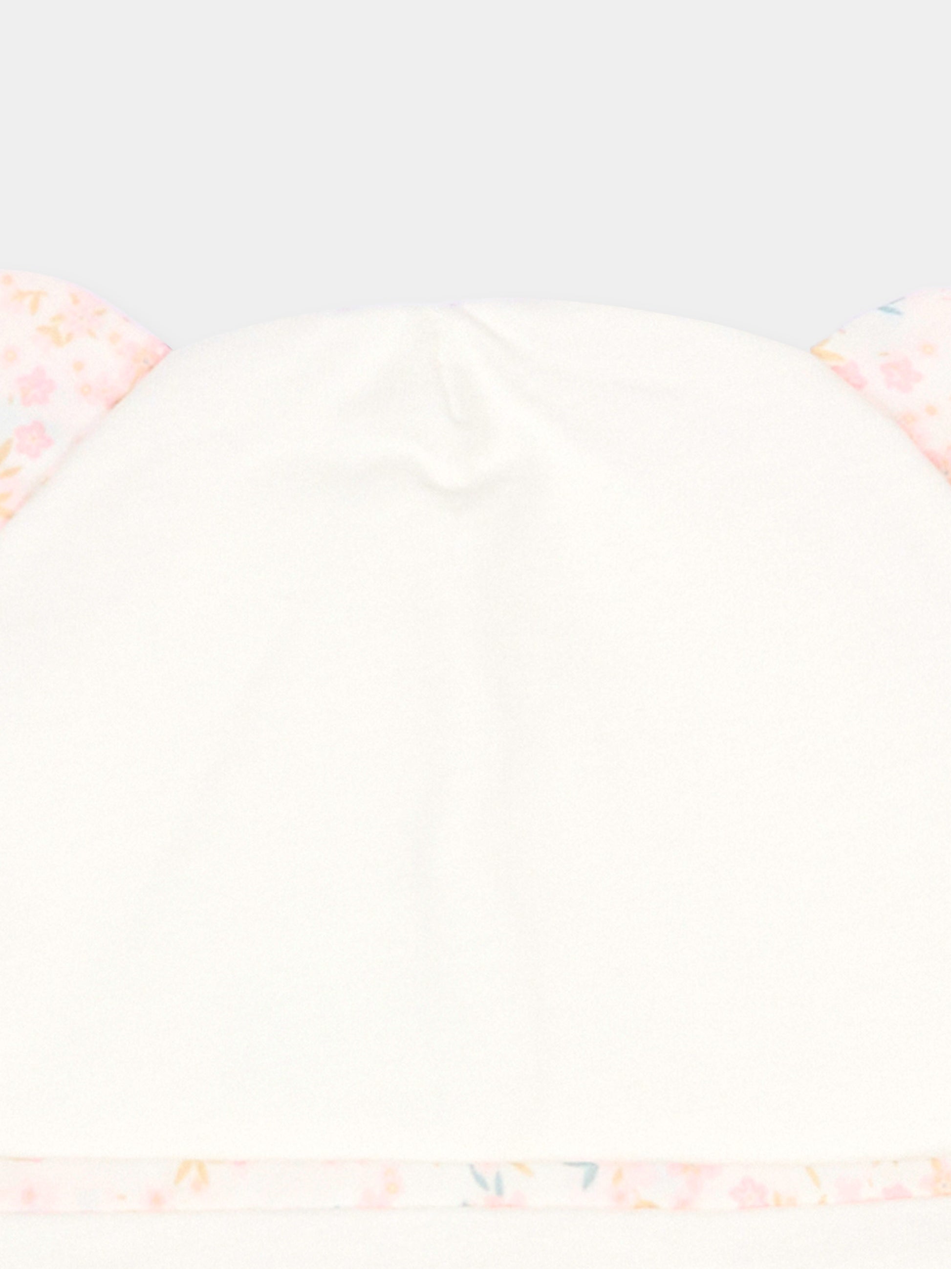 Cappellino avorio per neonata con orecchie in liberty,Le Boo Beebè,CCB021 T351 30