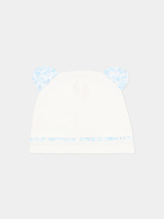 Cappellino avorio per neonato con orecchie in liberty,Le Boo Beebè,CCB021 T351 40