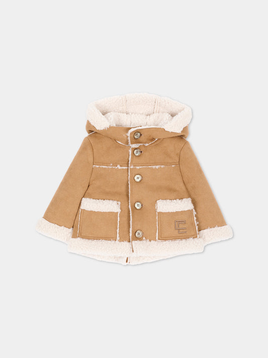 Ecopelliccia cammello con cappuccio per neonati,Colorichiari,MN138830 5048 28