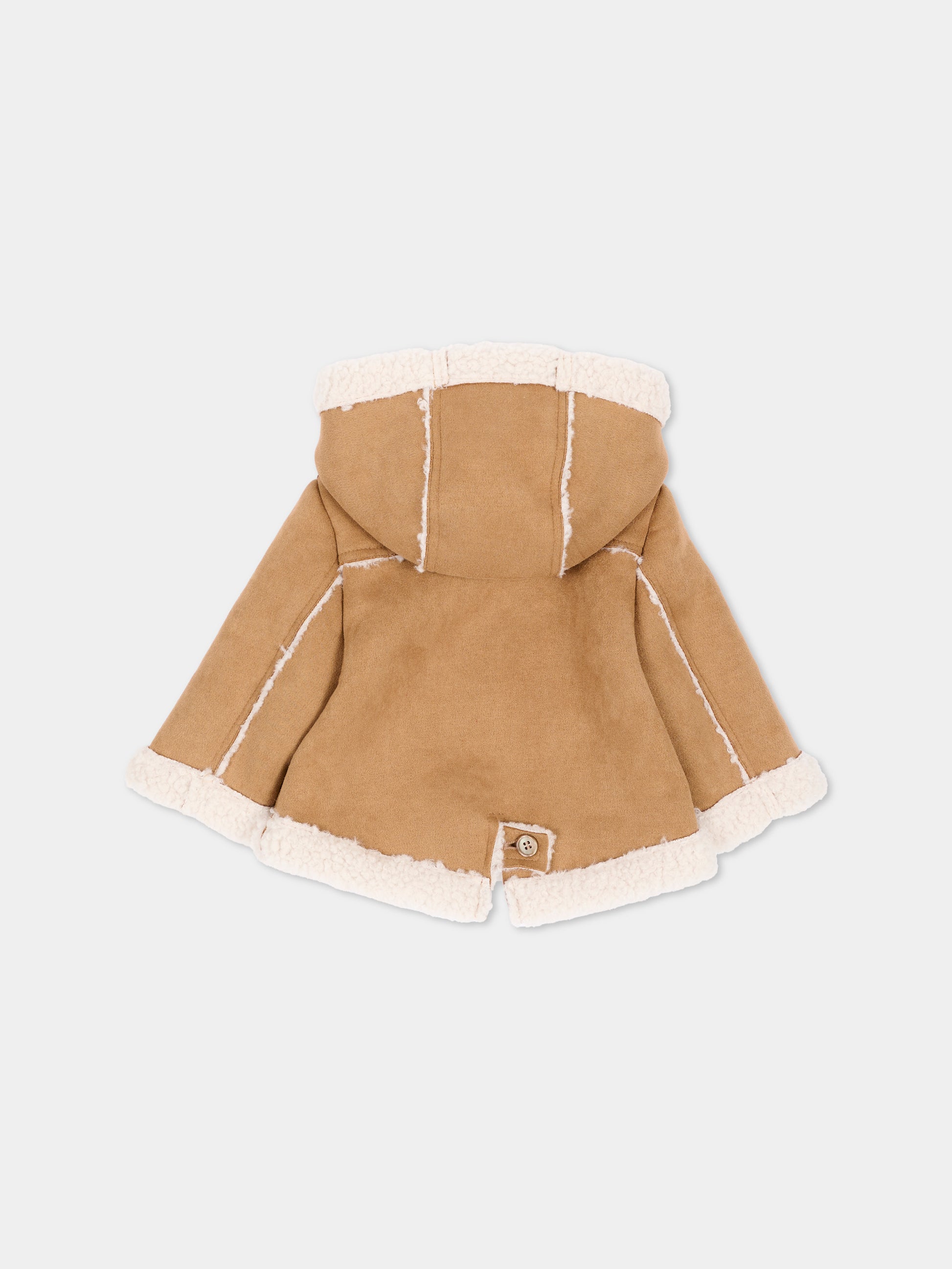 Ecopelliccia cammello con cappuccio per neonati,Colorichiari,MN138830 5048 28