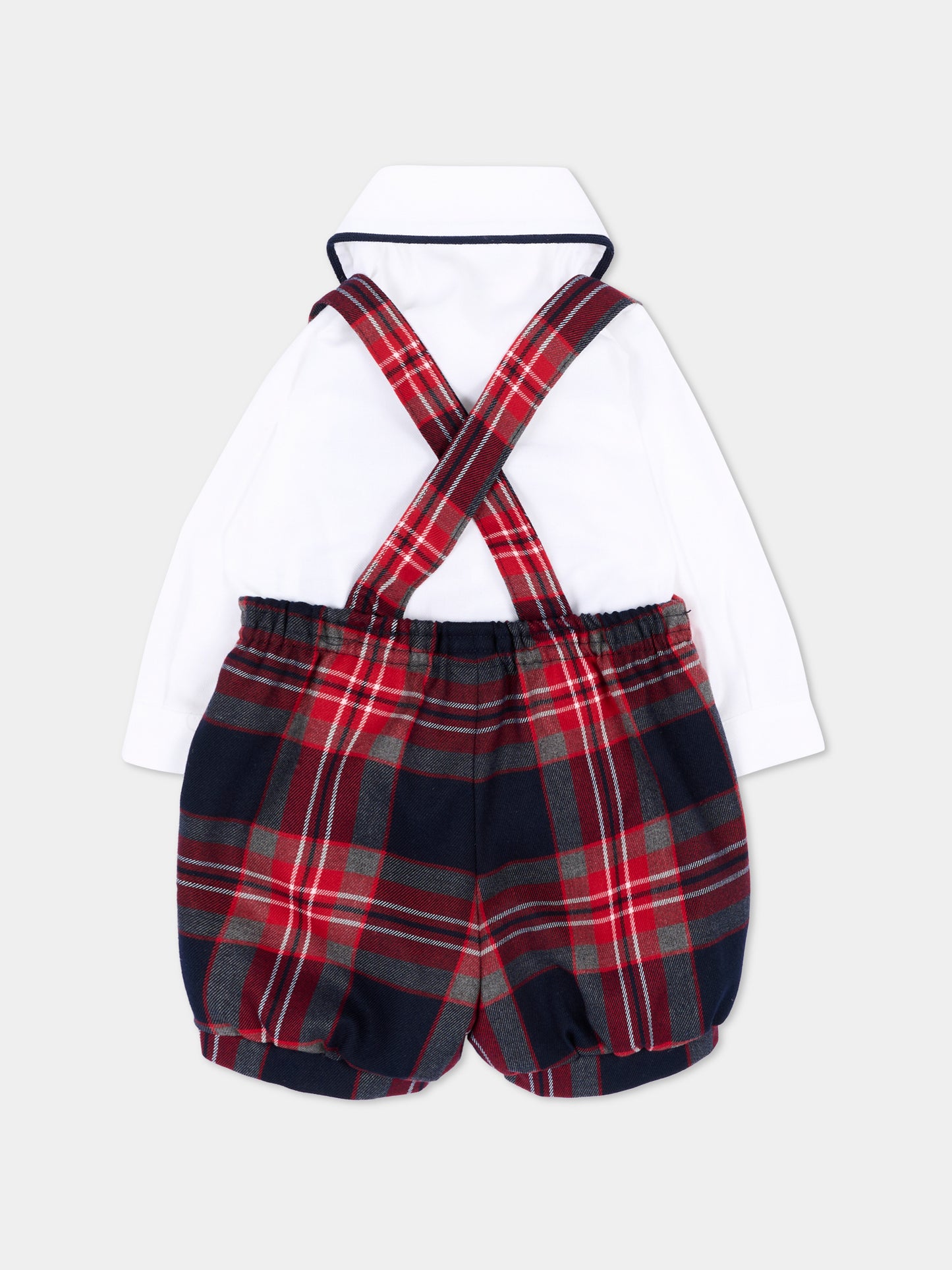 Completo elegante rosso per neonato tartan